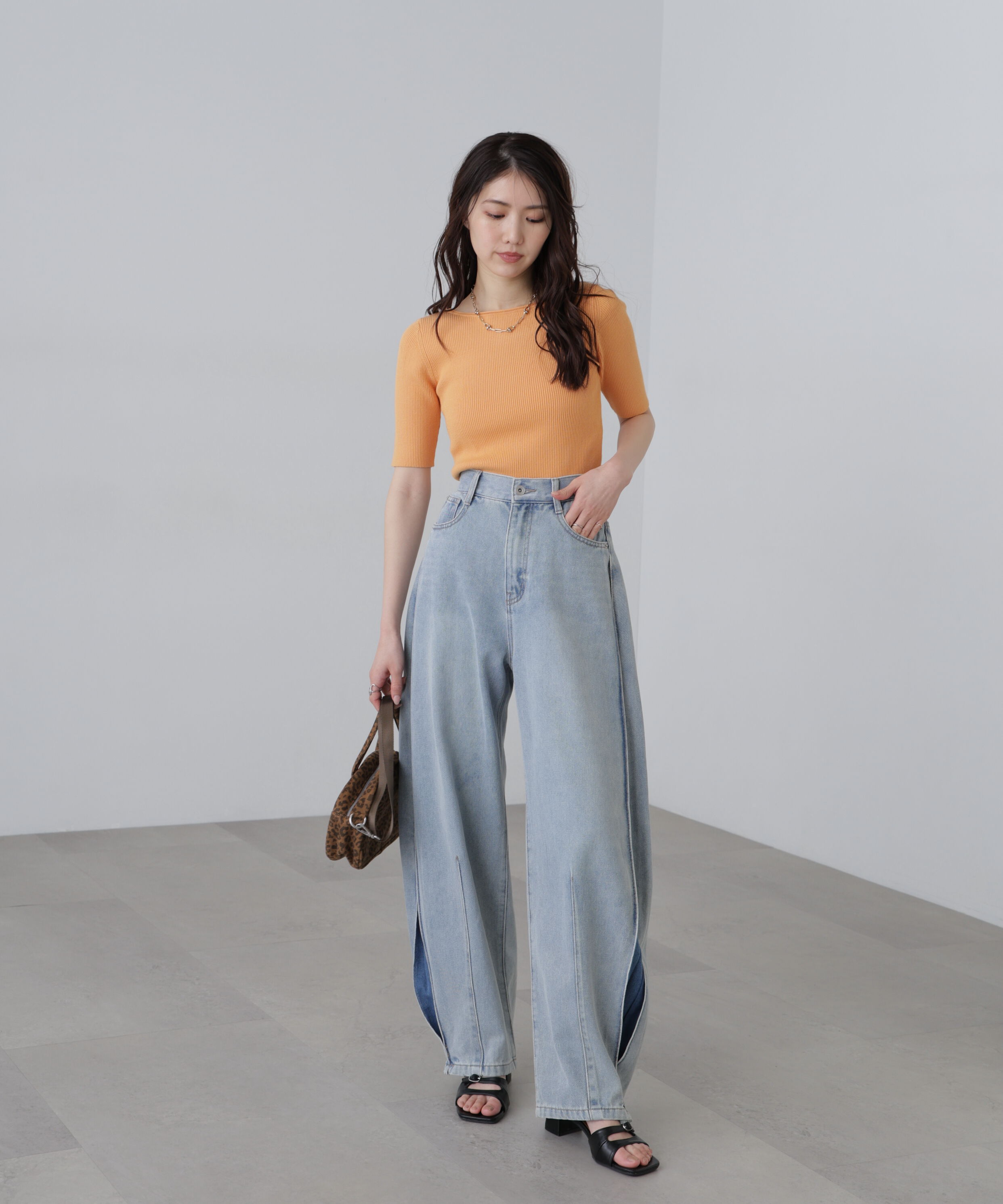  「〈洗える〉マシンウォッシャブル前後２ＷＡＹ５分袖ニット」|ニット・セーター|