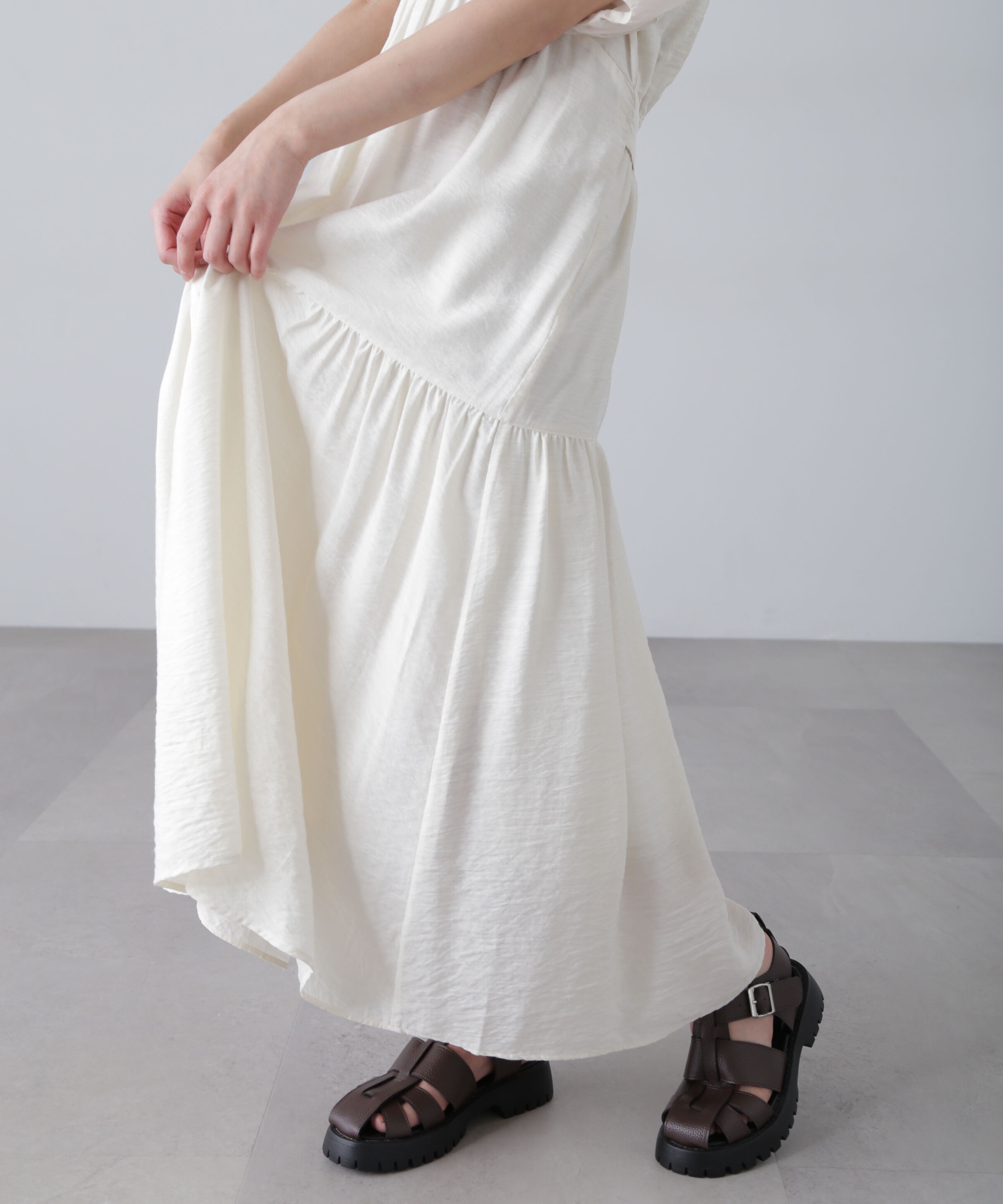  「ランタンスリーブバックリボンワンピース」|ワンピース|