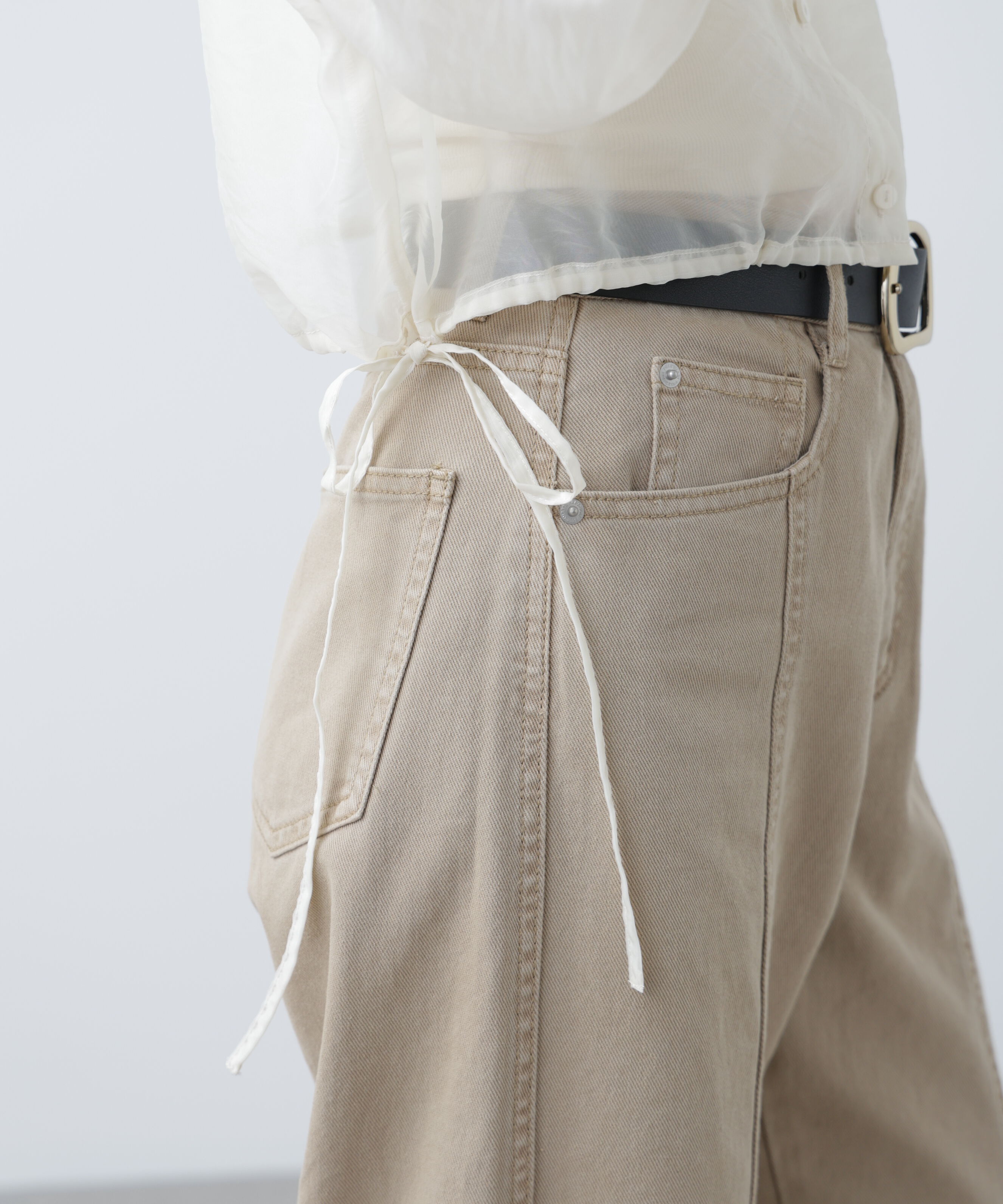  「裾ドロストショート丈シアーシャツ」|シャツ・ブラウス|