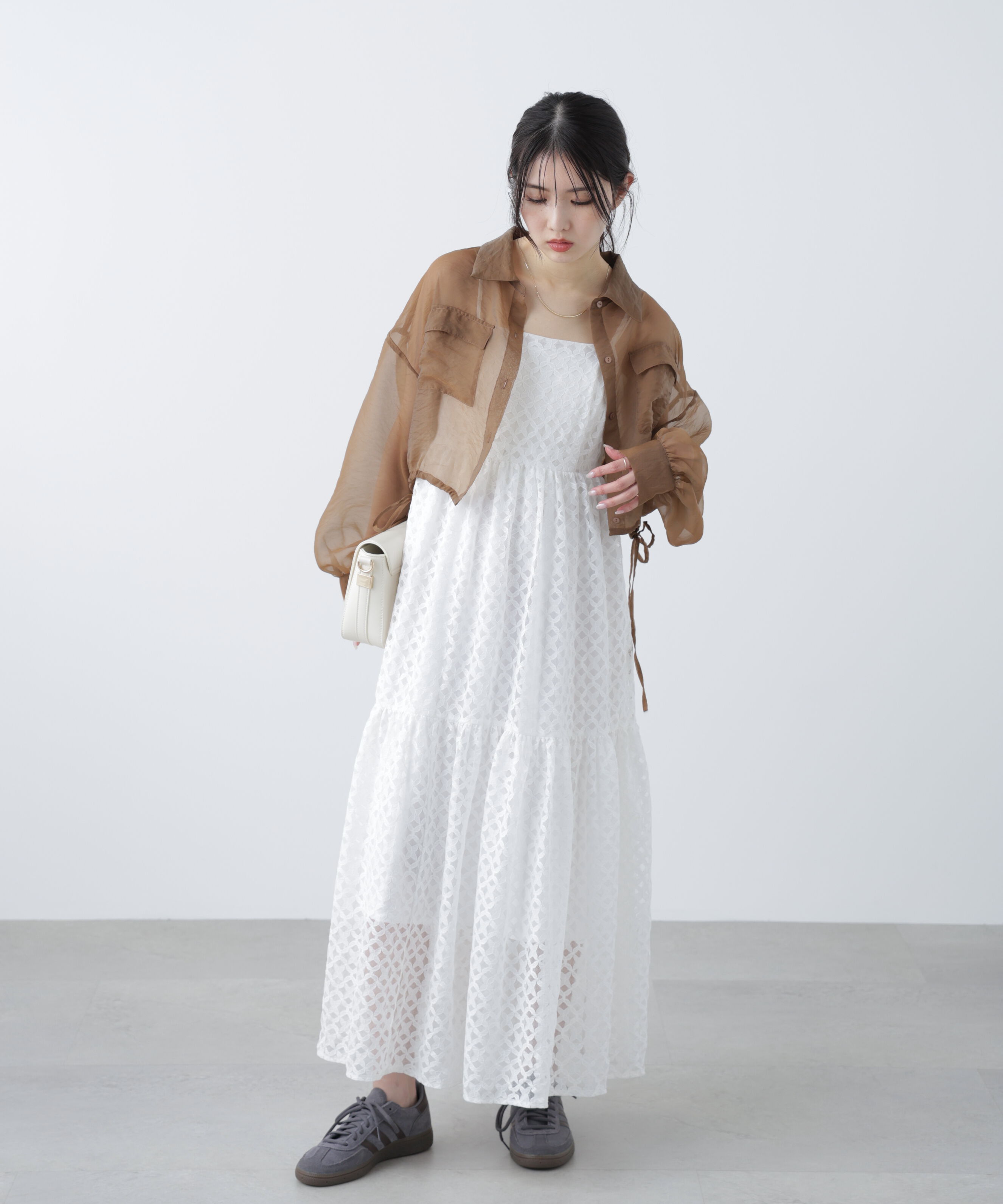  「裾ドロストショート丈シアーシャツ」|シャツ・ブラウス|