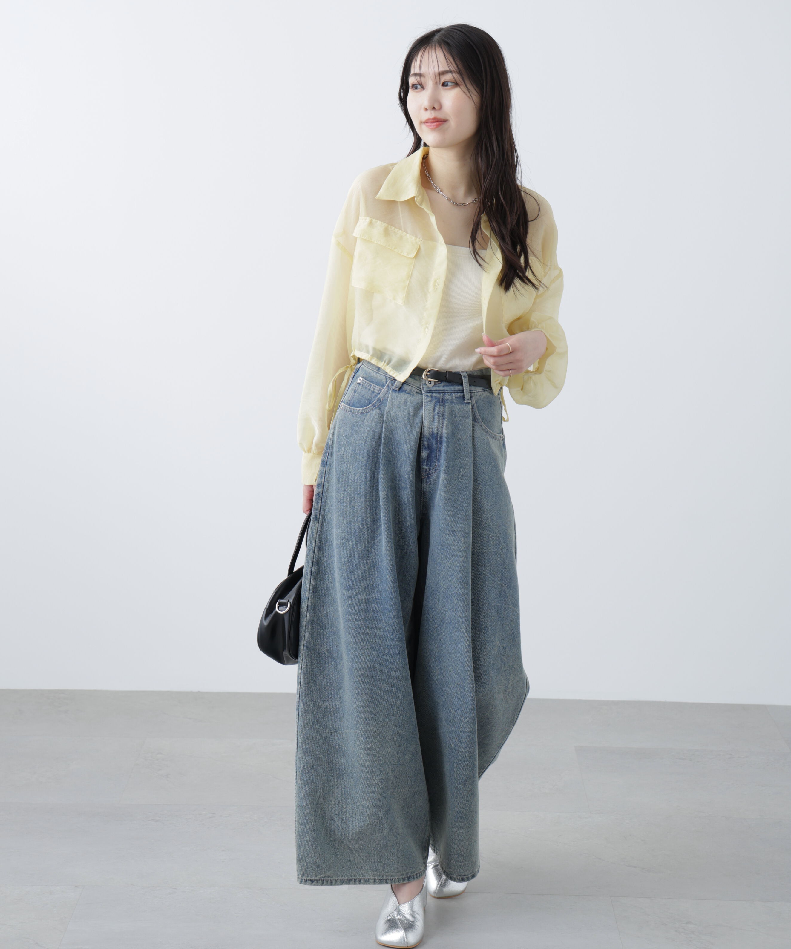  「裾ドロストショート丈シアーシャツ」|シャツ・ブラウス|