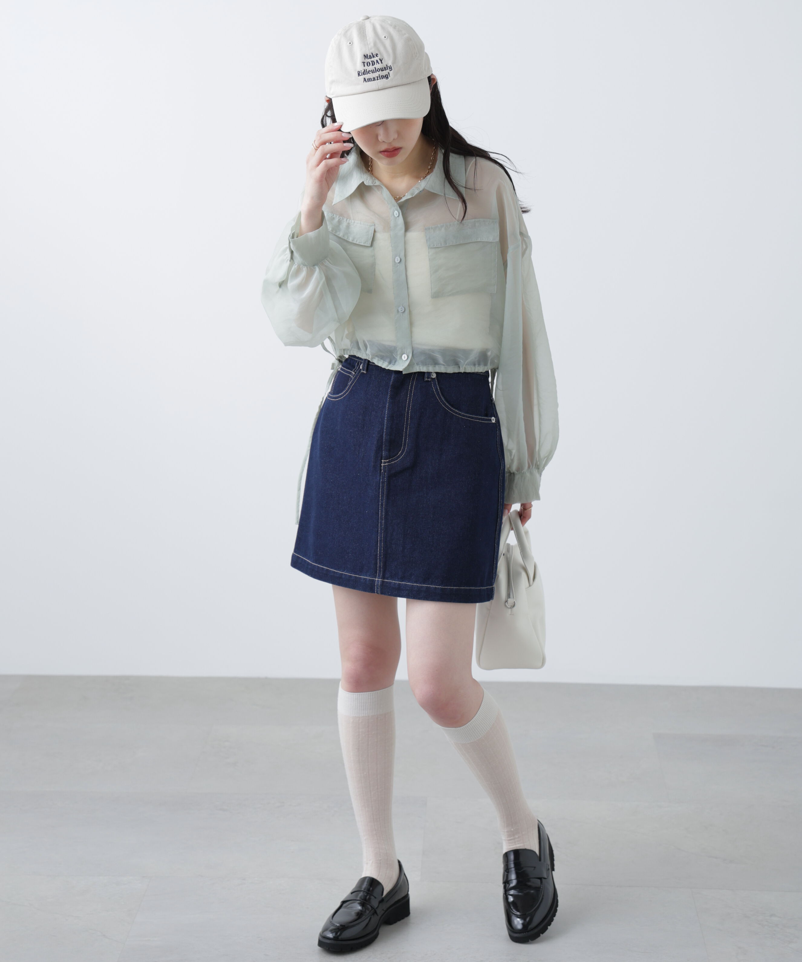  「裾ドロストショート丈シアーシャツ」|シャツ・ブラウス|