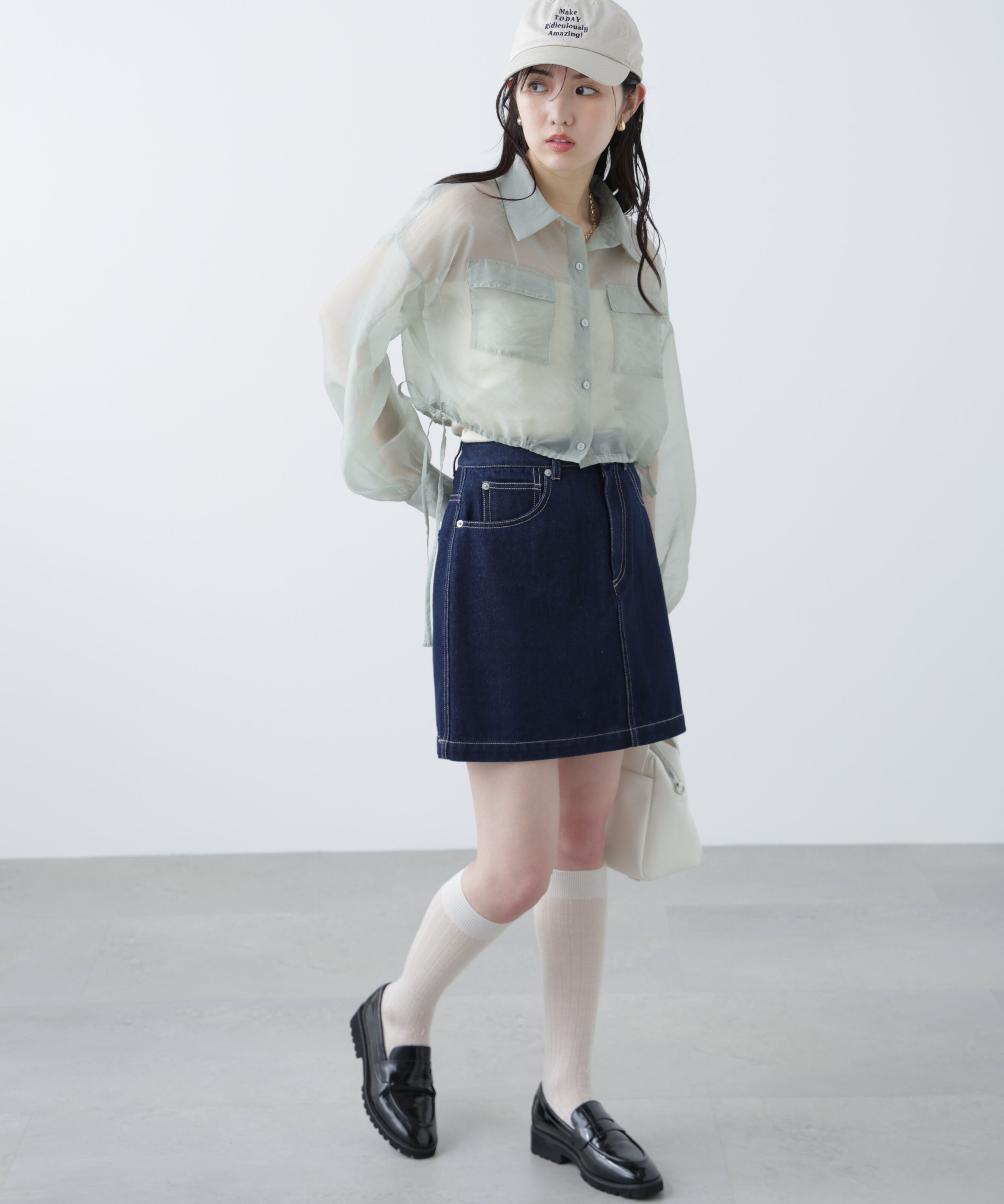  「裾ドロストショート丈シアーシャツ」|シャツ・ブラウス|