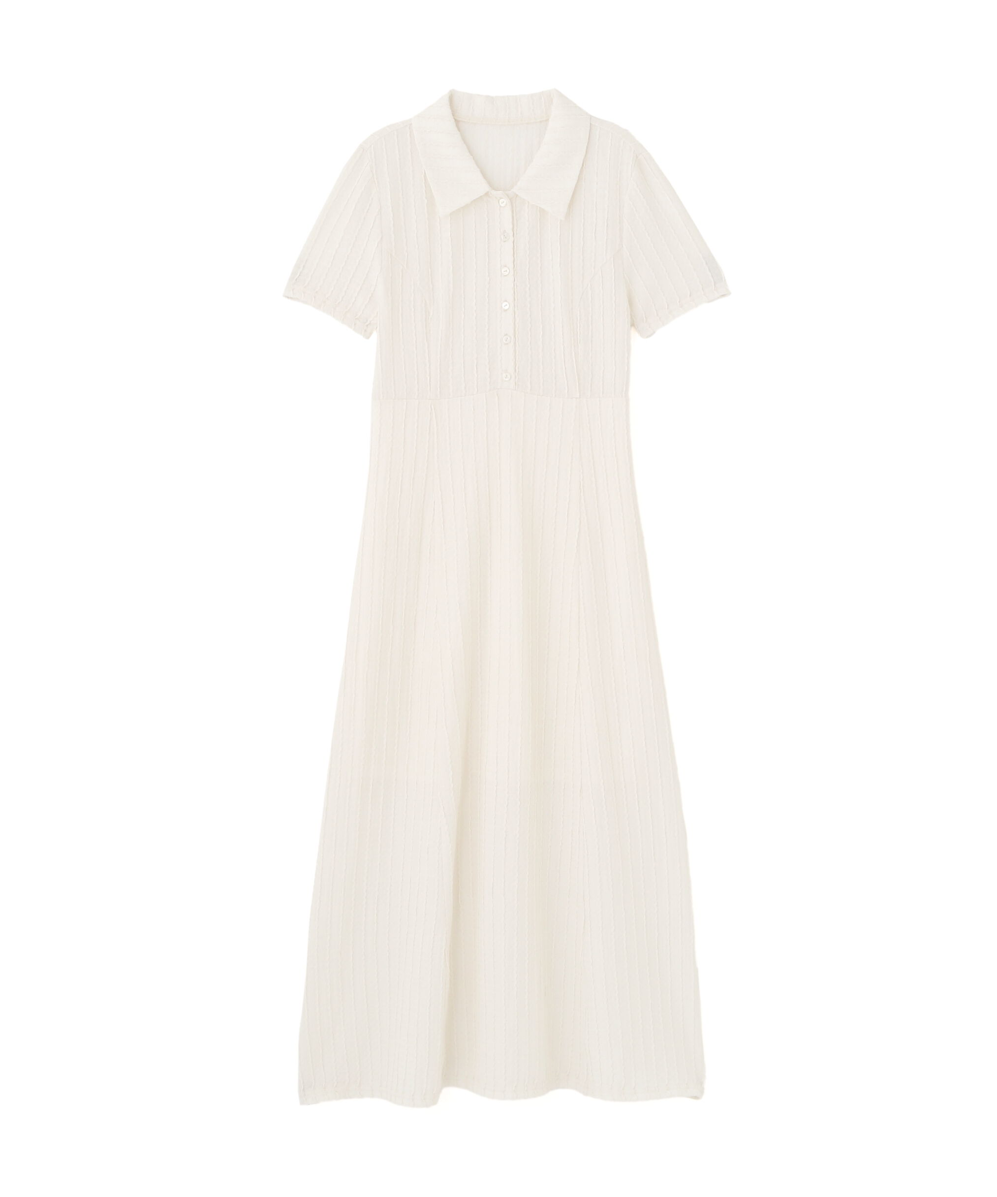  「カットジャガードポロワンピース」|ワンピース|