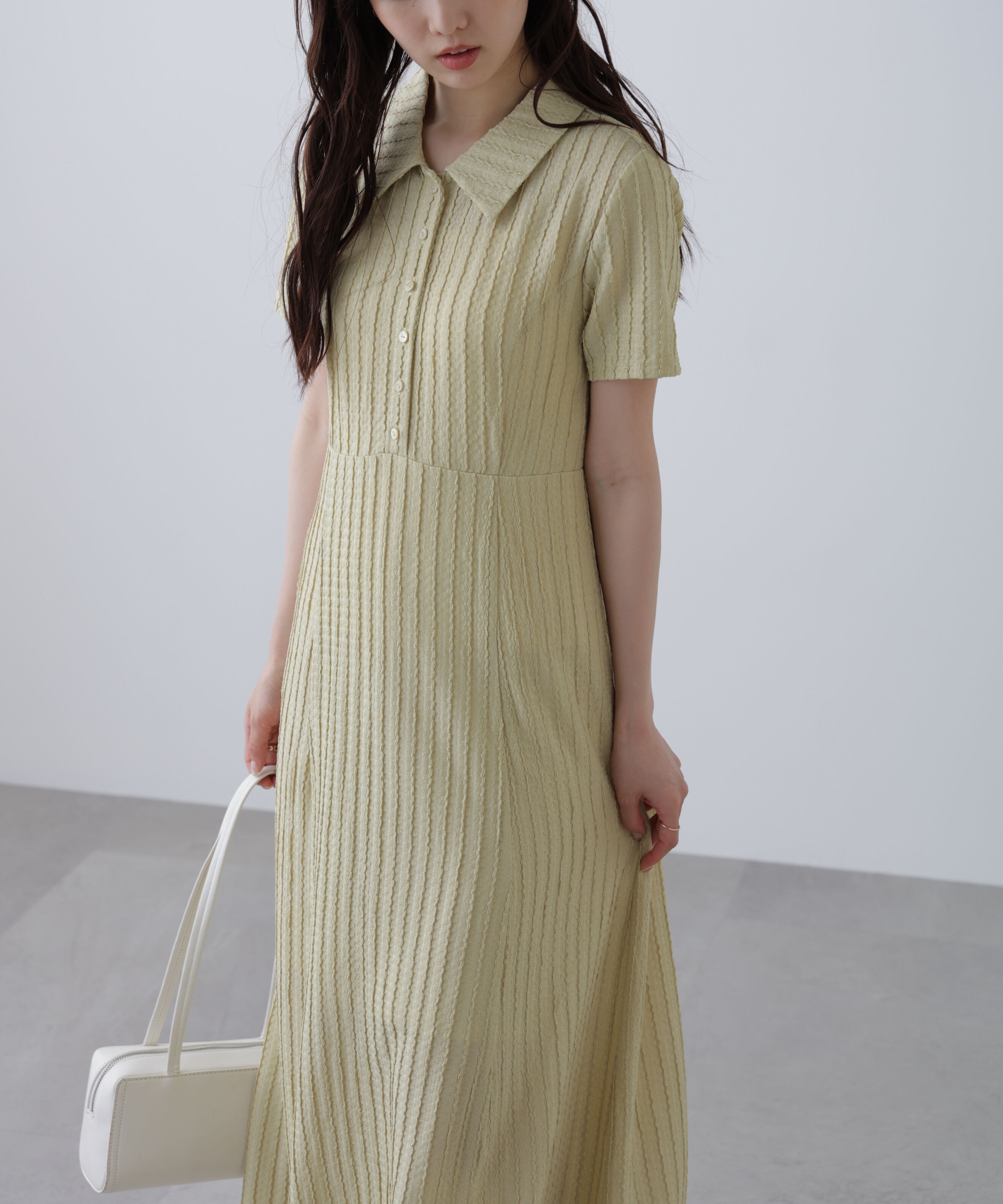  「カットジャガードポロワンピース」|ワンピース|