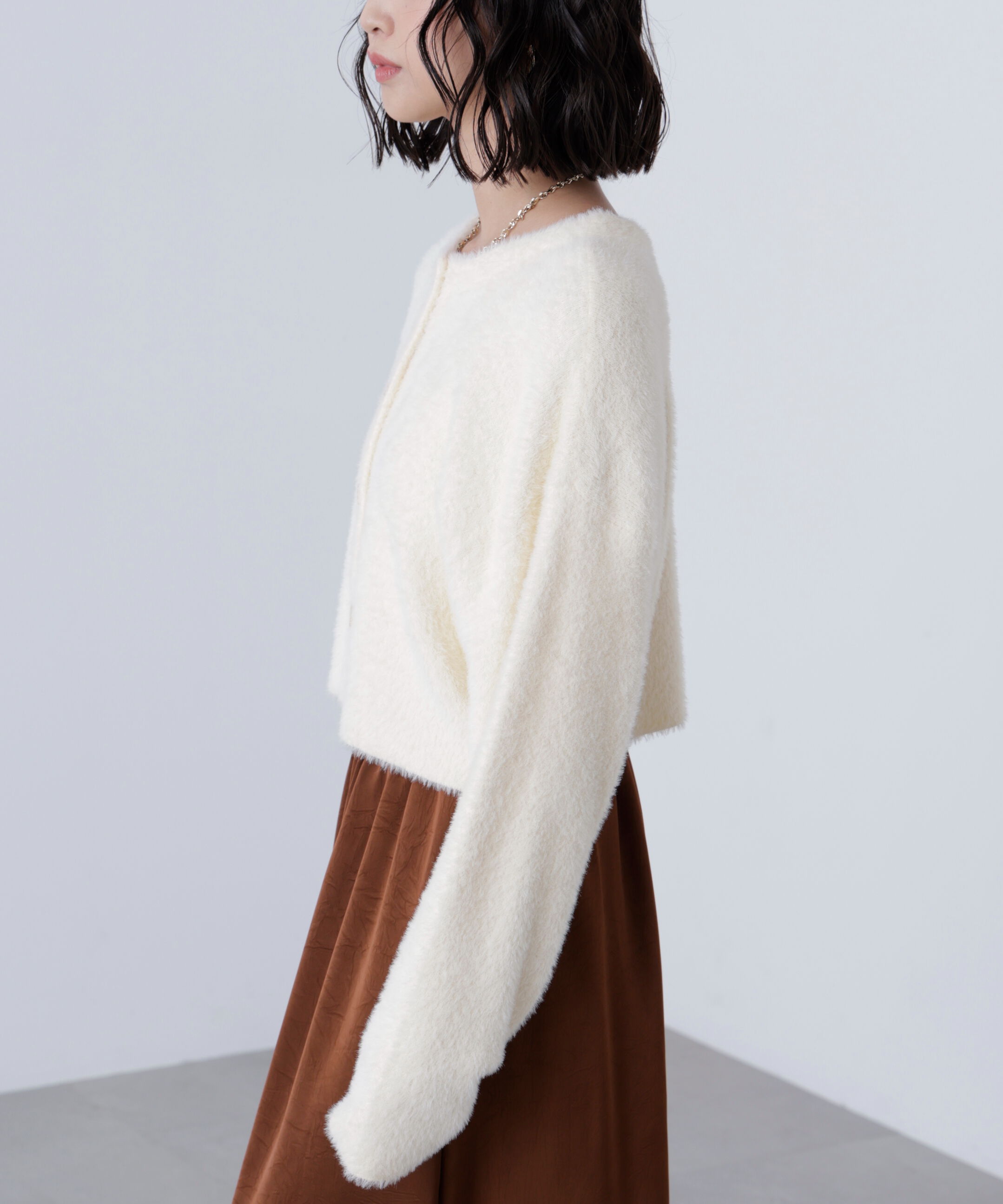  「前後2wayショートシャギー短丈ニット」|ニット・セーター|