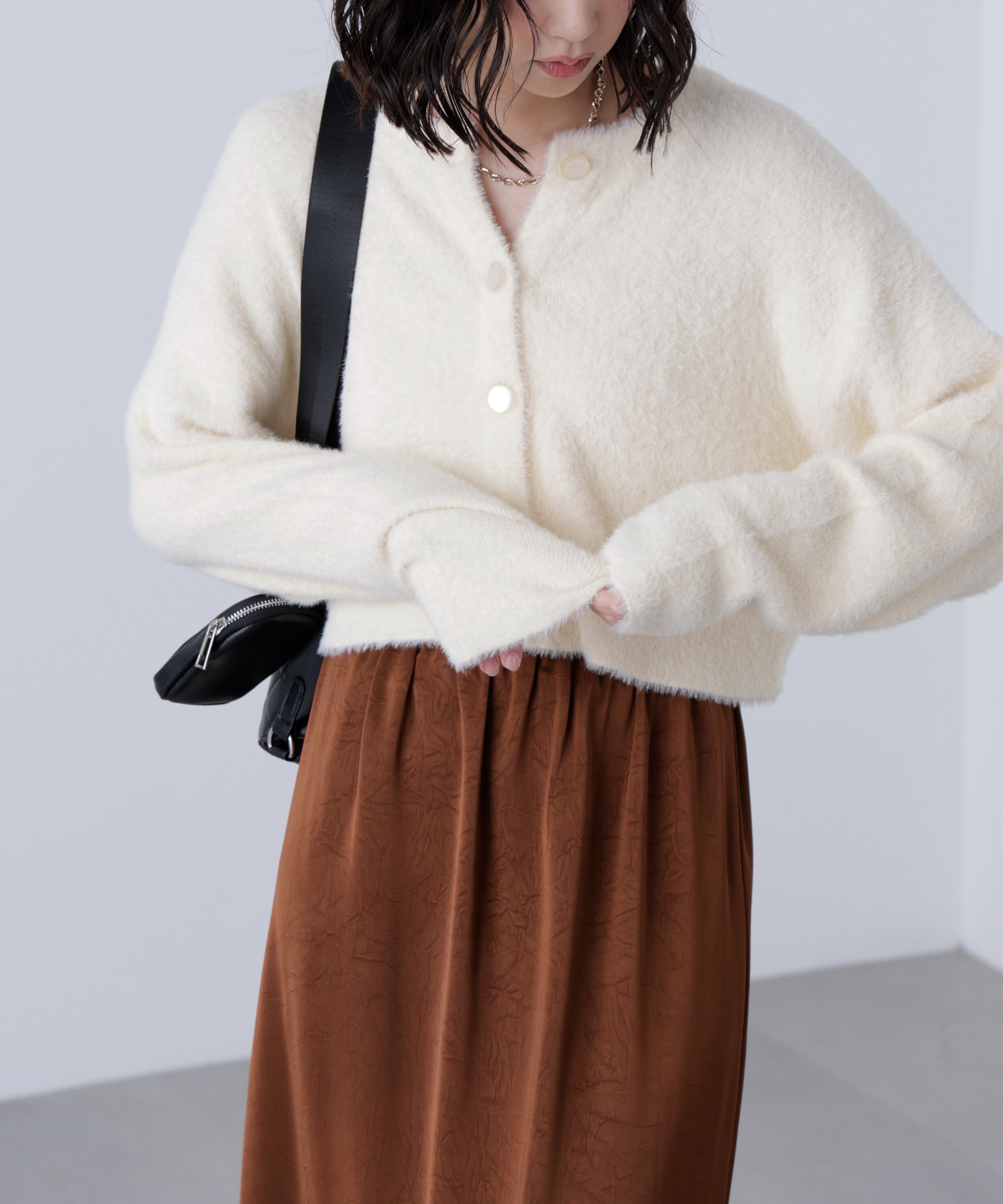  「前後2wayショートシャギー短丈ニット」|ニット・セーター|