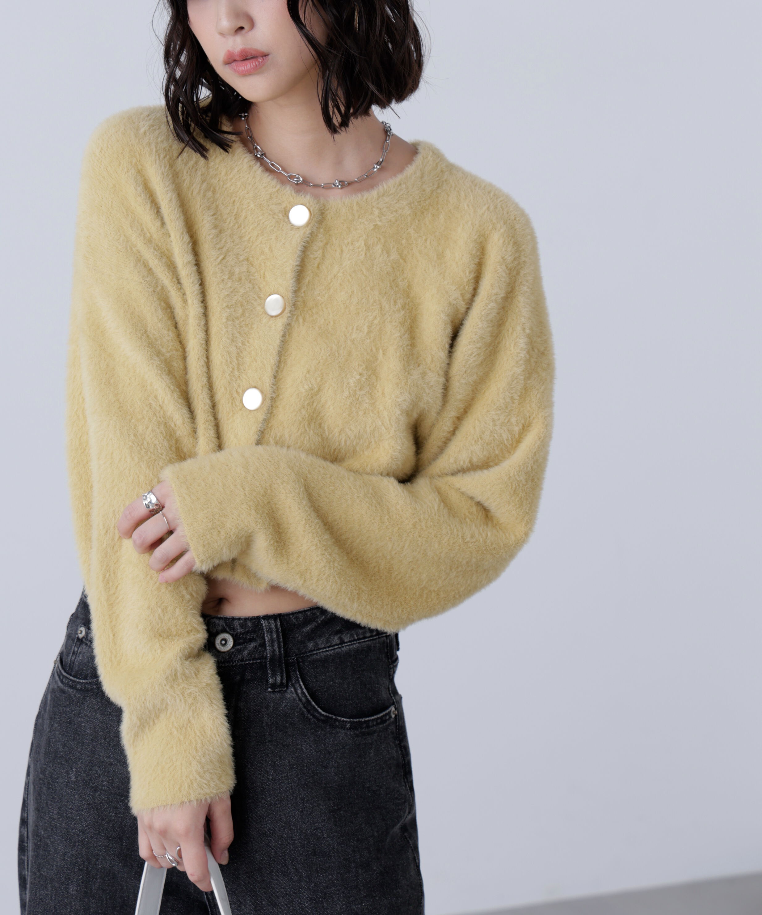  「前後2wayショートシャギー短丈ニット」|ニット・セーター|