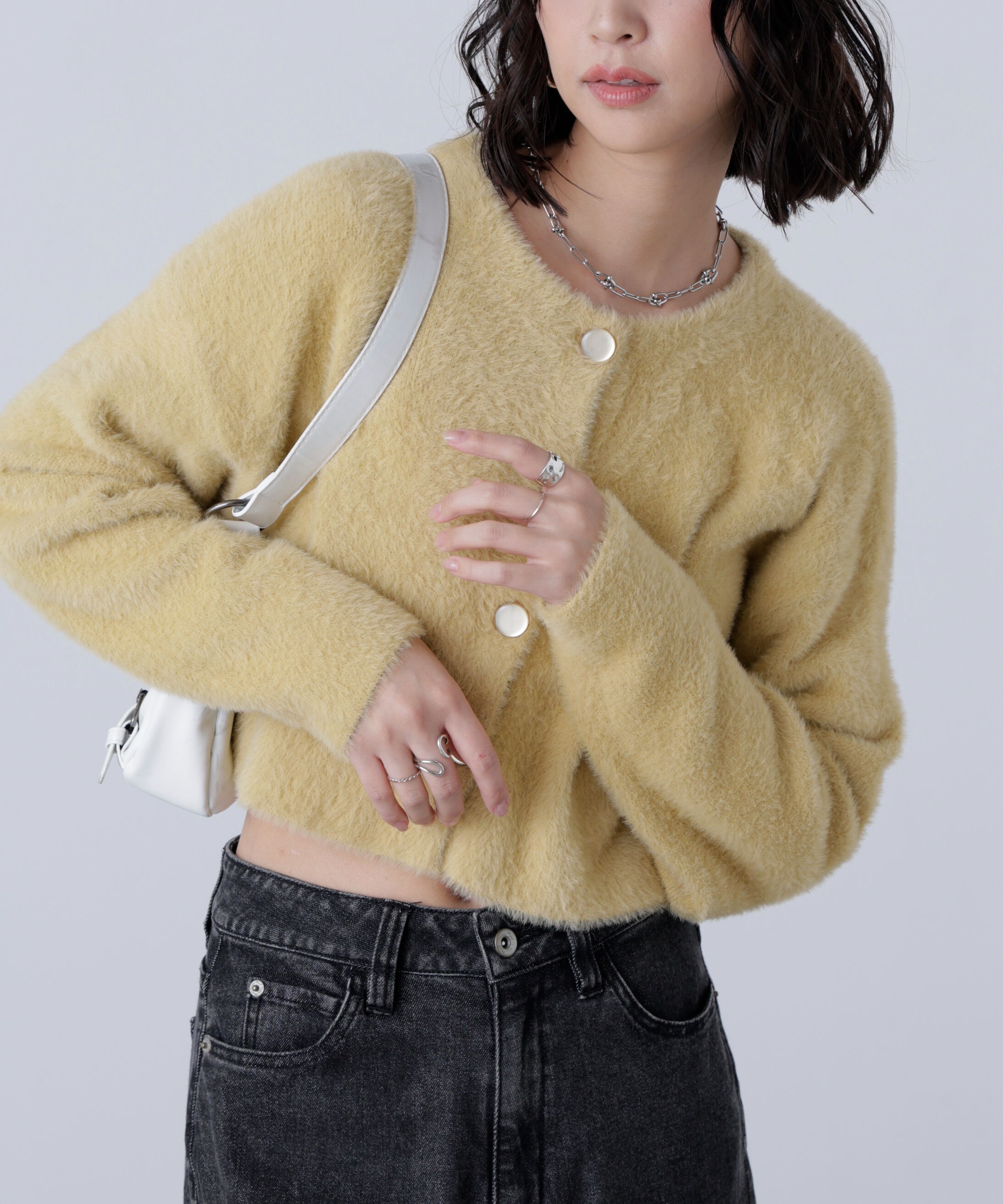  「前後2wayショートシャギー短丈ニット」|ニット・セーター|