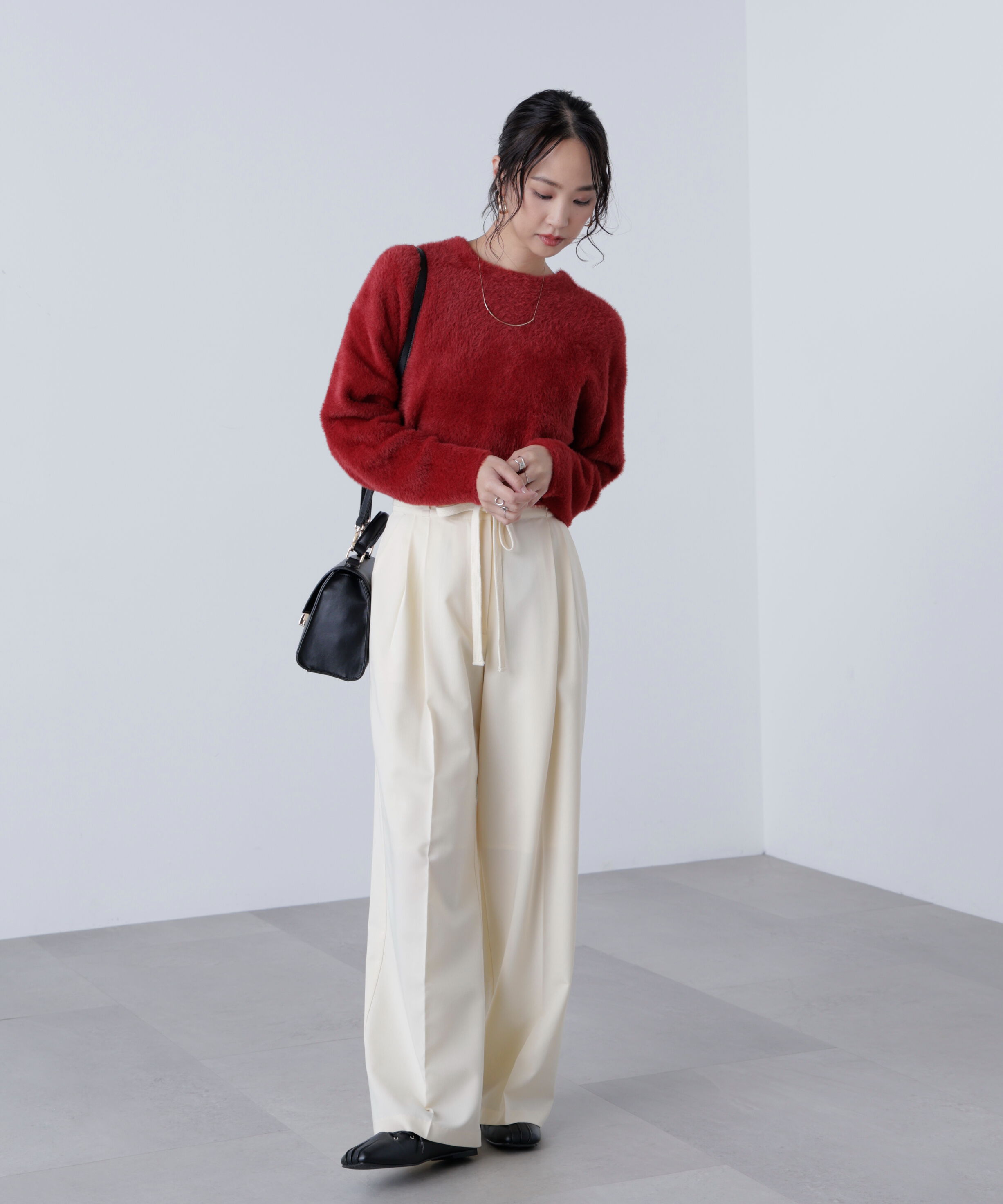  「前後2wayショートシャギー短丈ニット」|ニット・セーター|