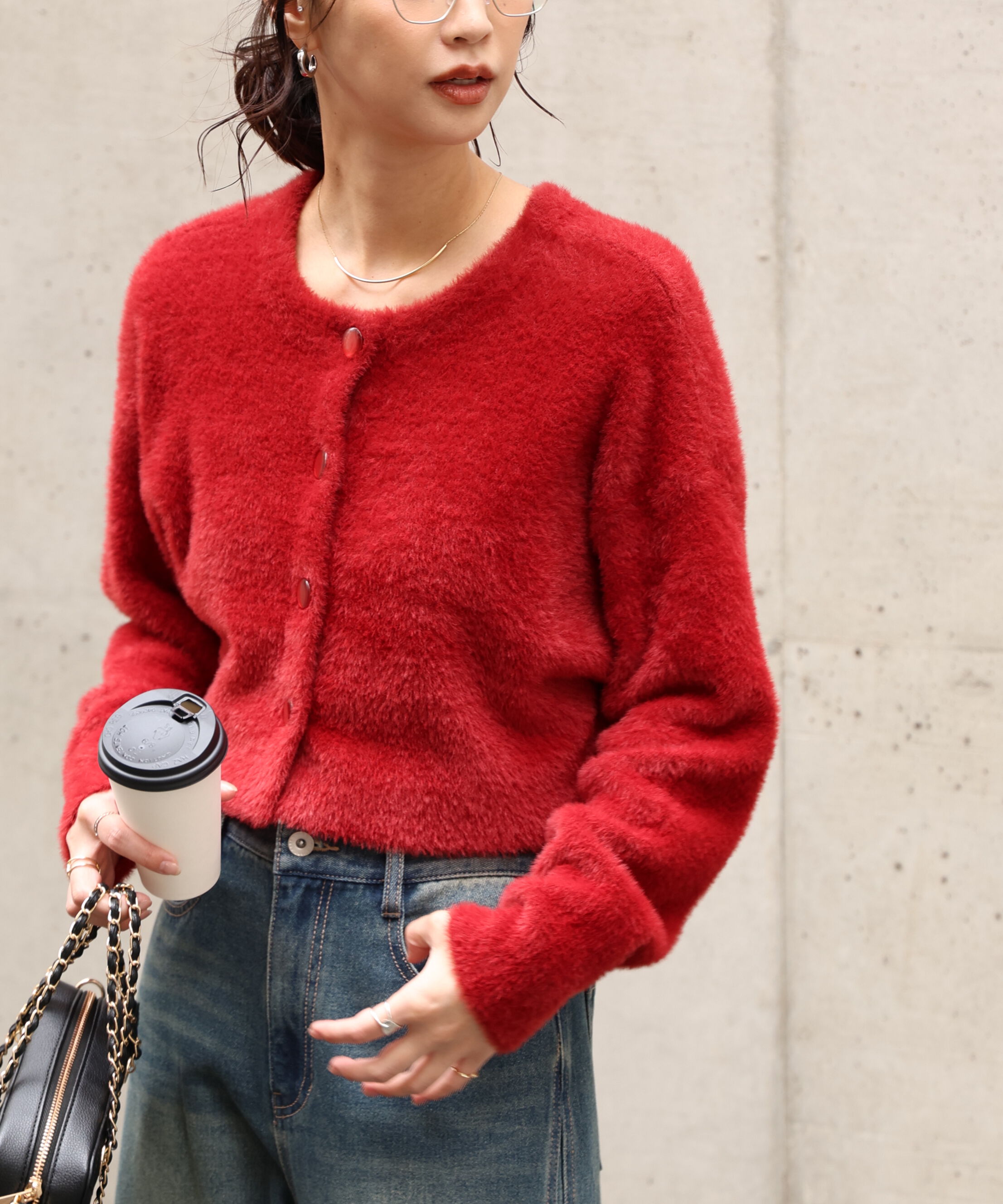  「前後2wayショートシャギー短丈ニット」|ニット・セーター|