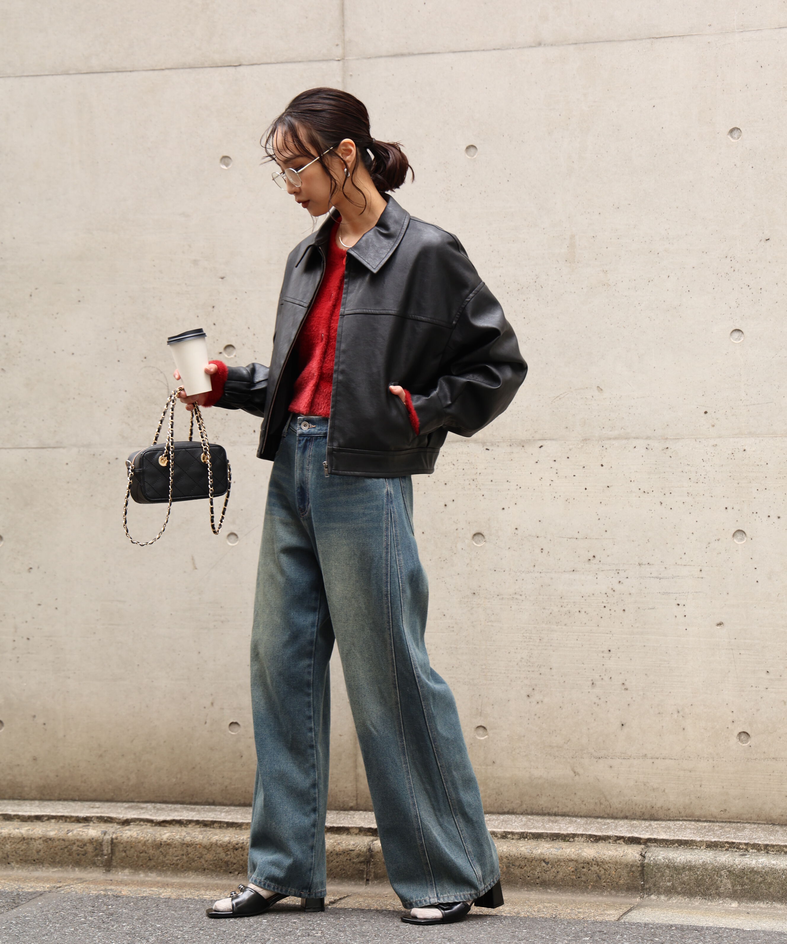  「前後2wayショートシャギー短丈ニット」|ニット・セーター|