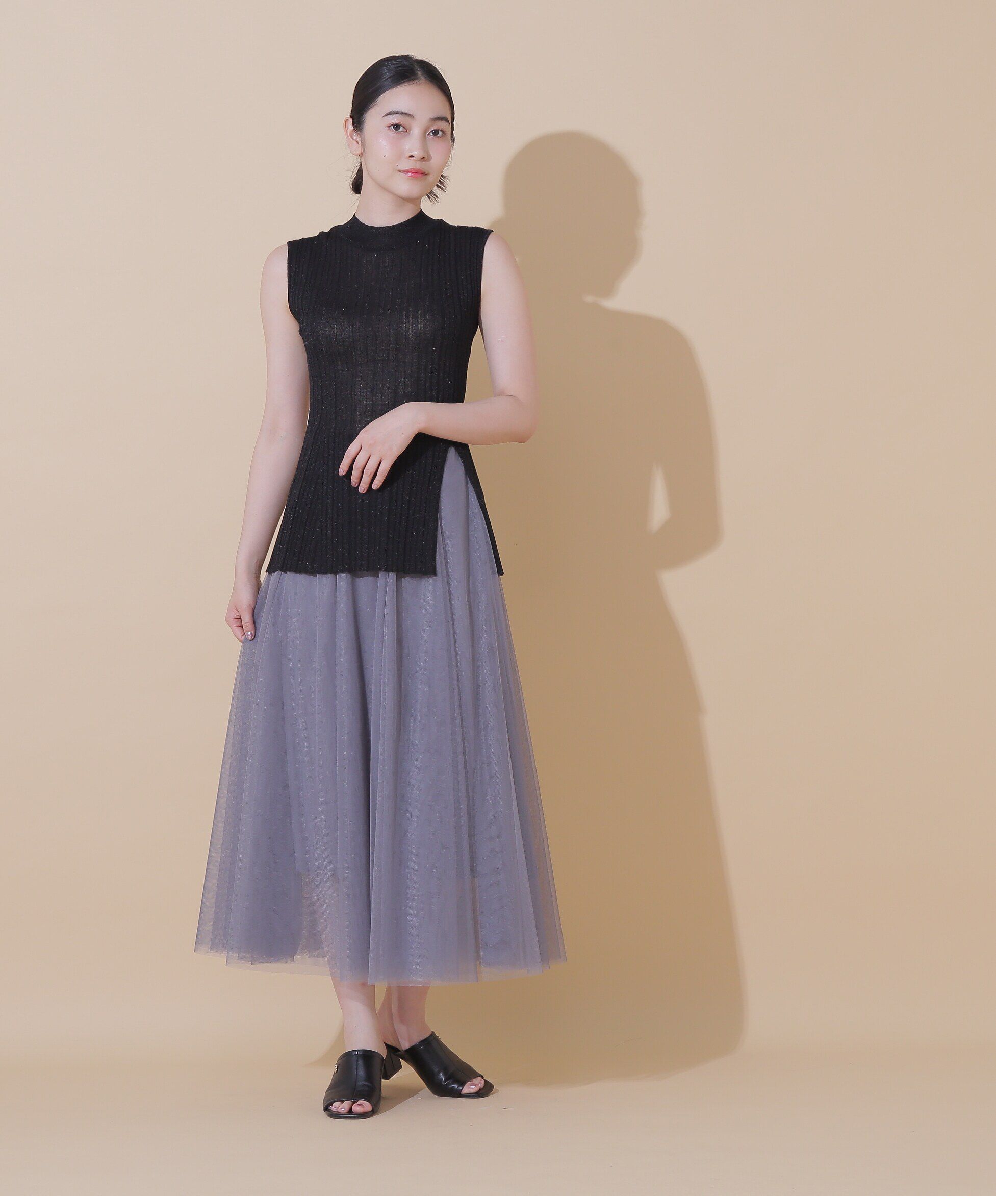  「ラメニットチュールスカートセット」|ワンピース|