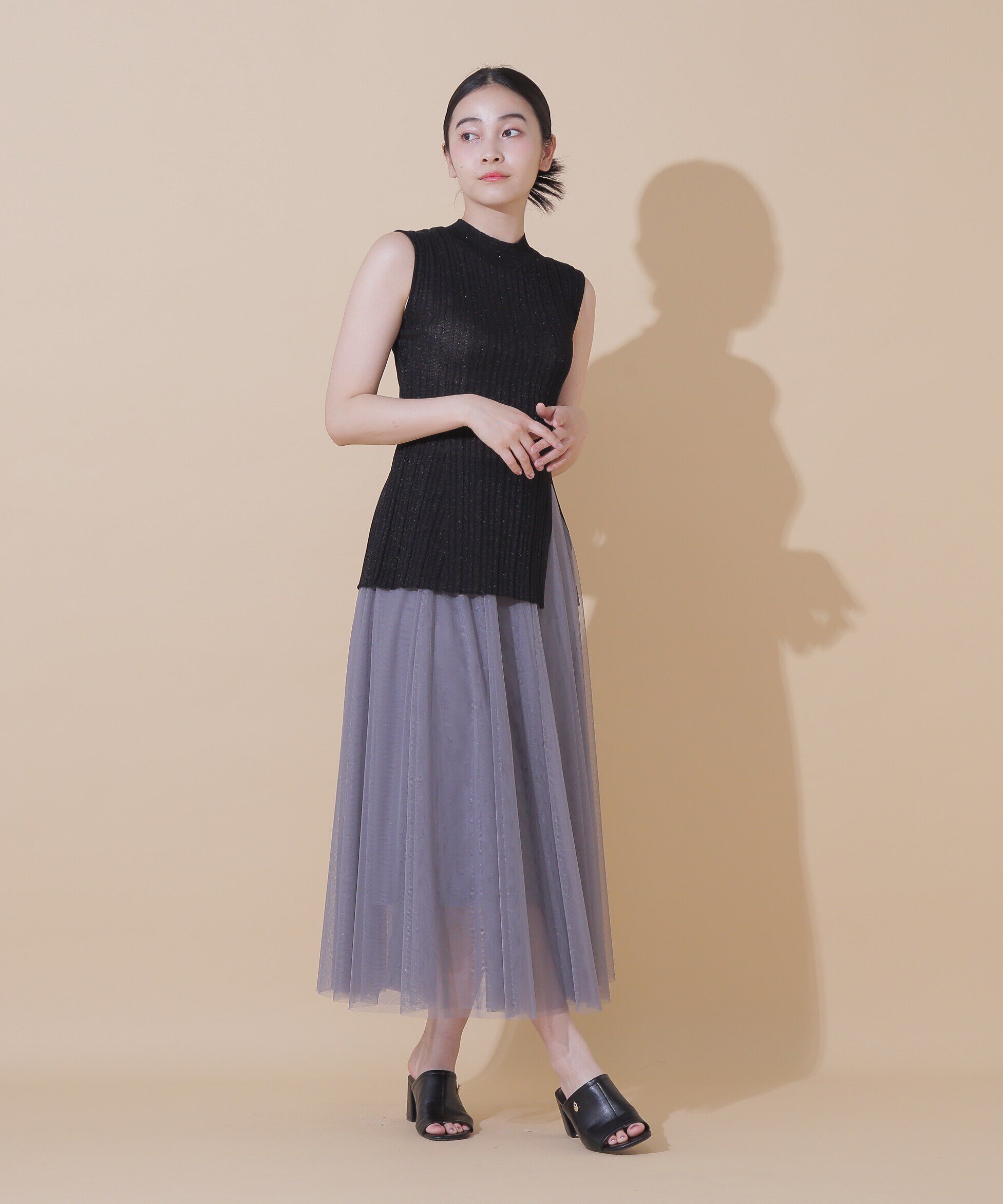  「ラメニットチュールスカートセット」|ワンピース|