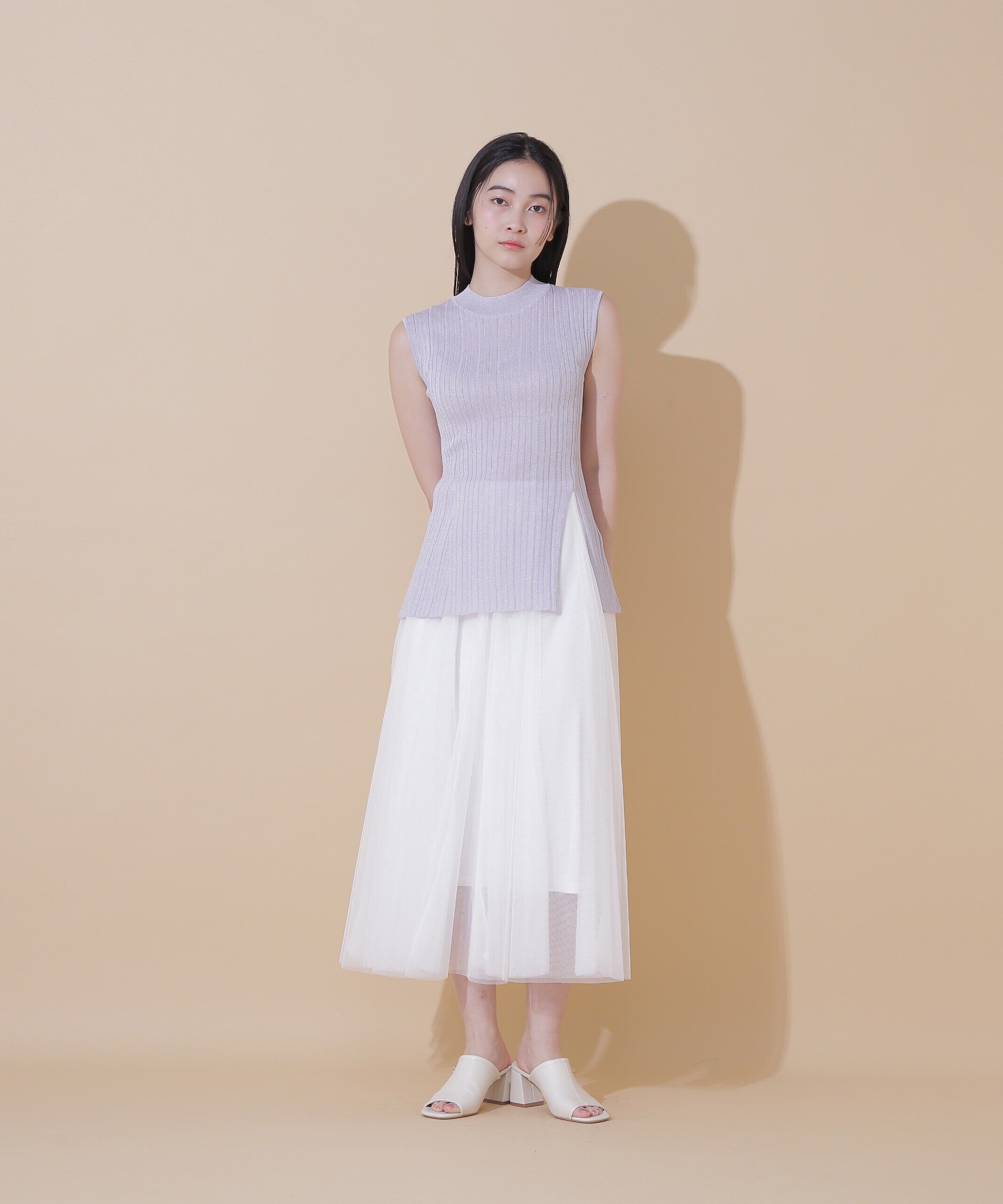  「ラメニットチュールスカートセット」|ワンピース|