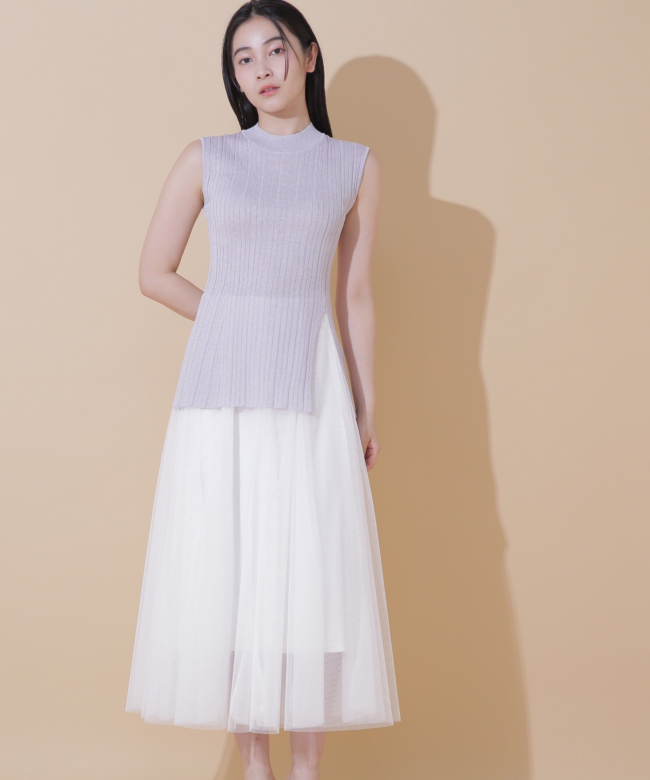  「ラメニットチュールスカートセット」|ワンピース|