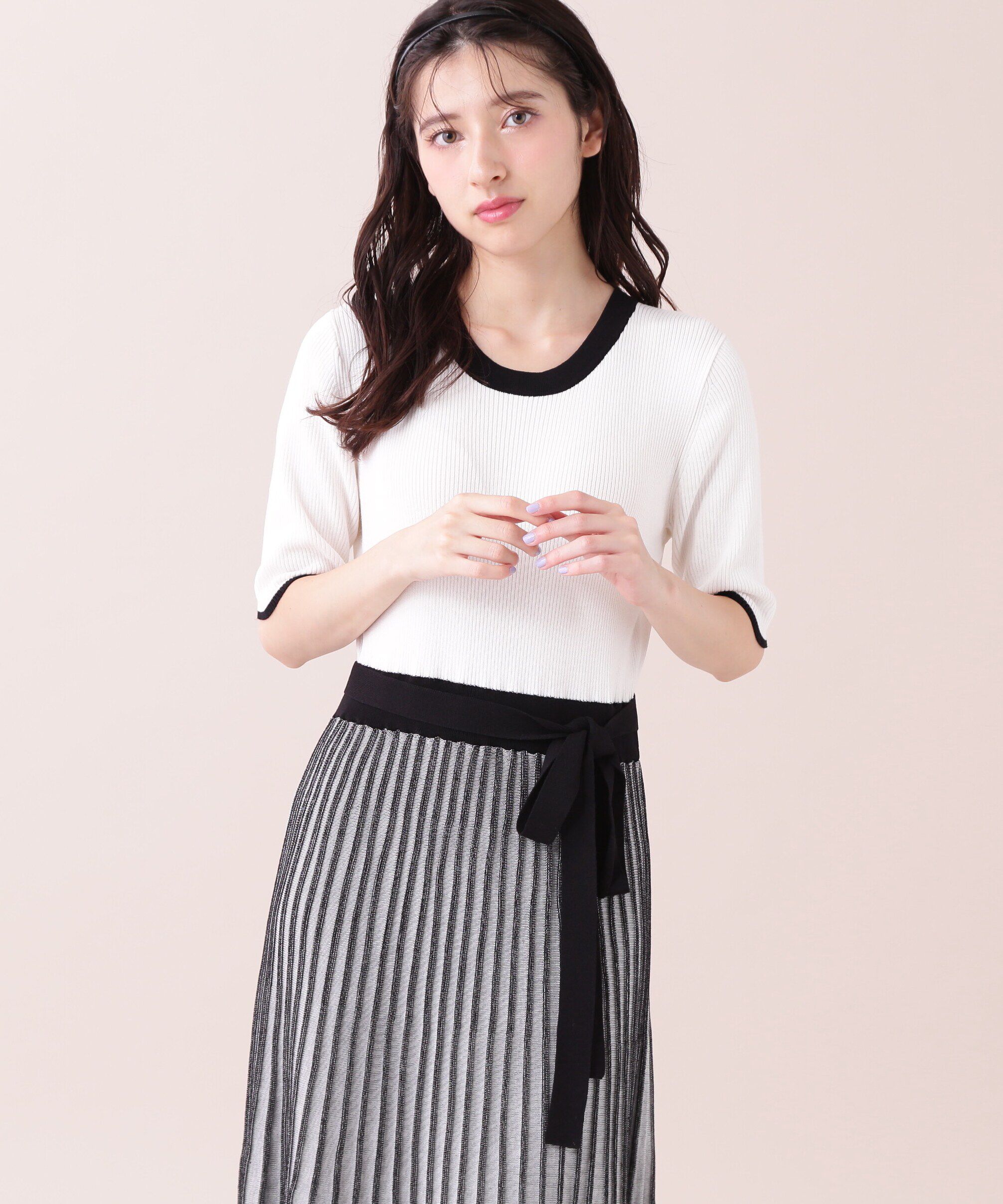  「ランダムプリーツニットワンピース」|ワンピース|