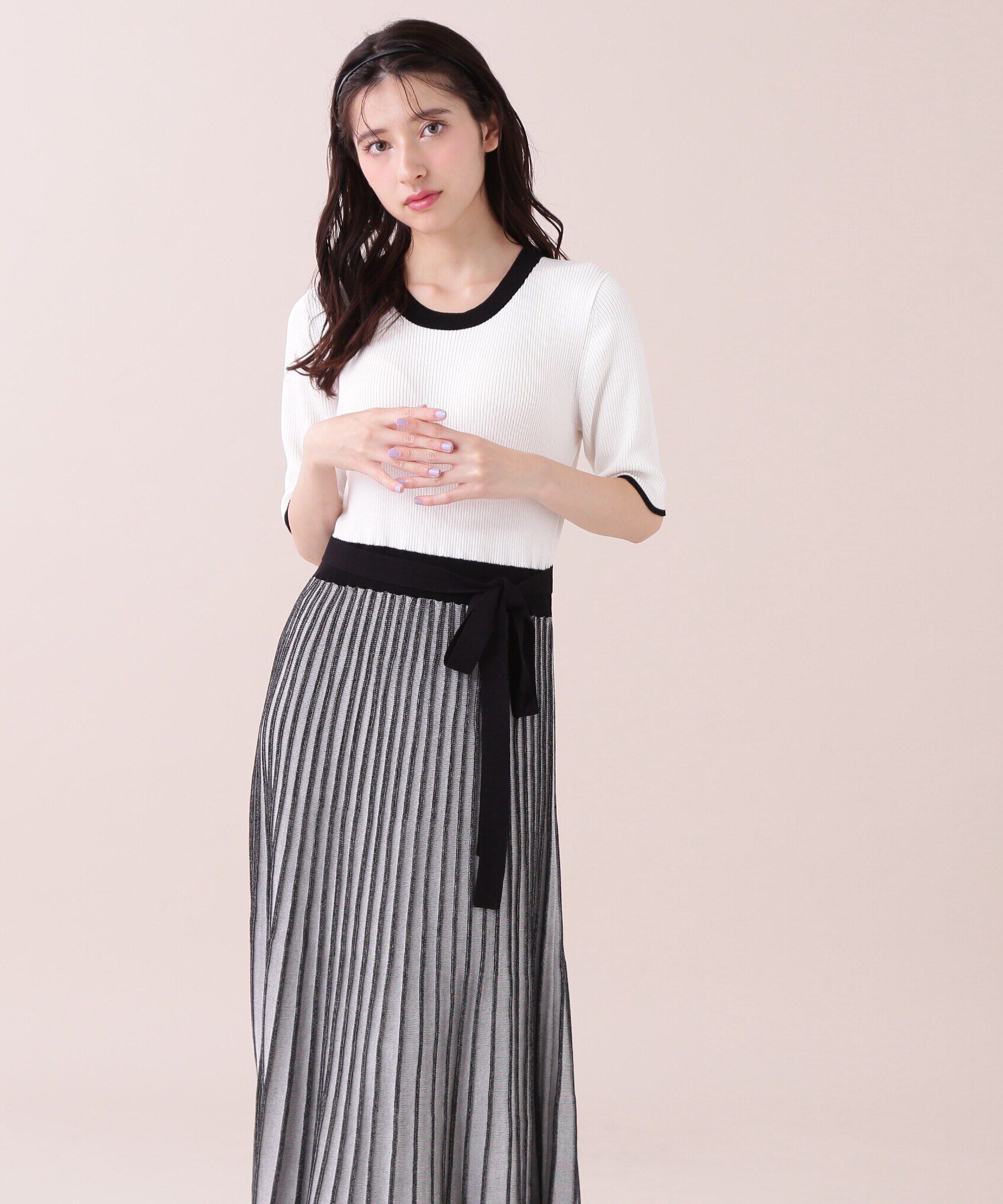  「ランダムプリーツニットワンピース」|ワンピース|