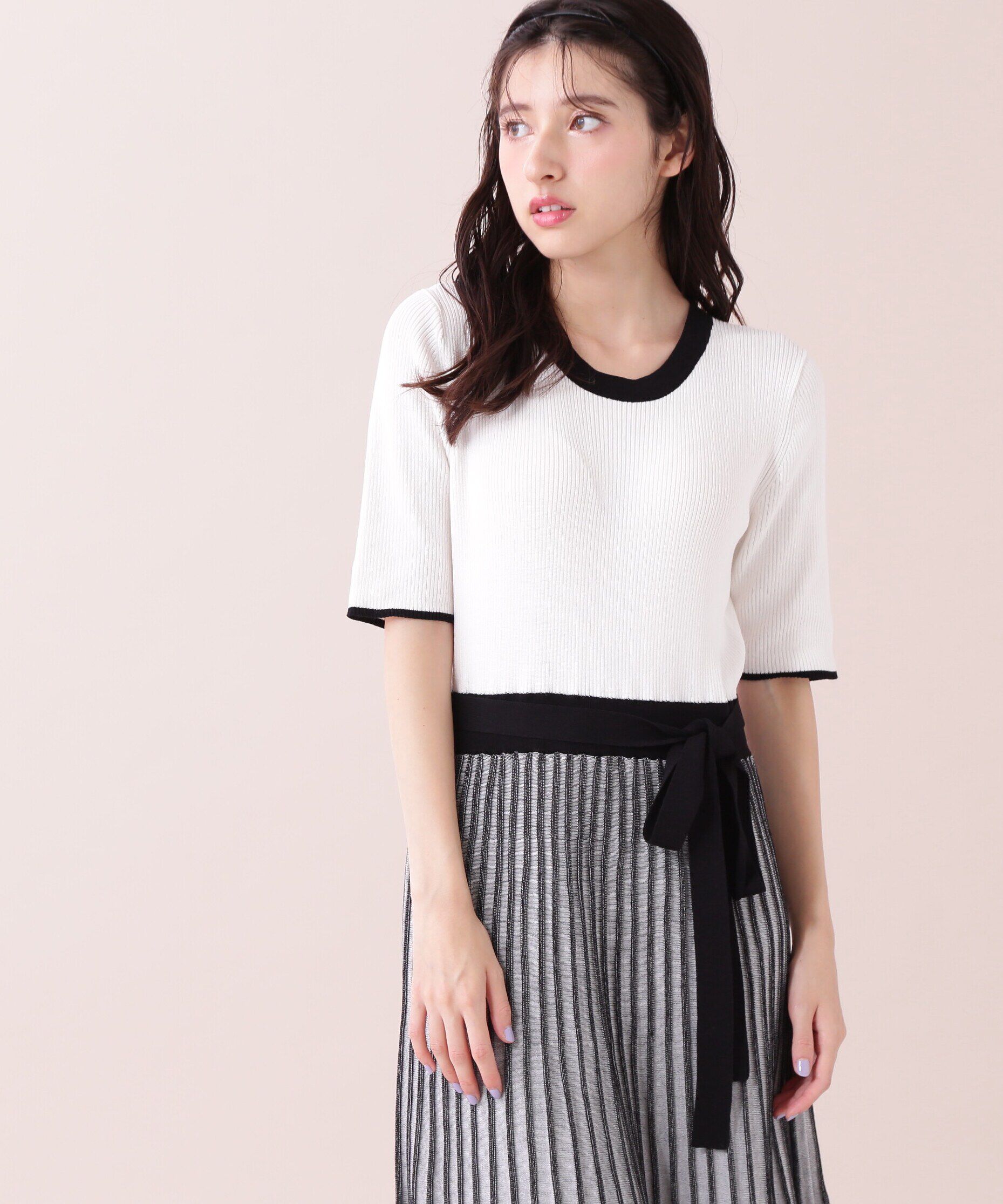  「ランダムプリーツニットワンピース」|ワンピース|