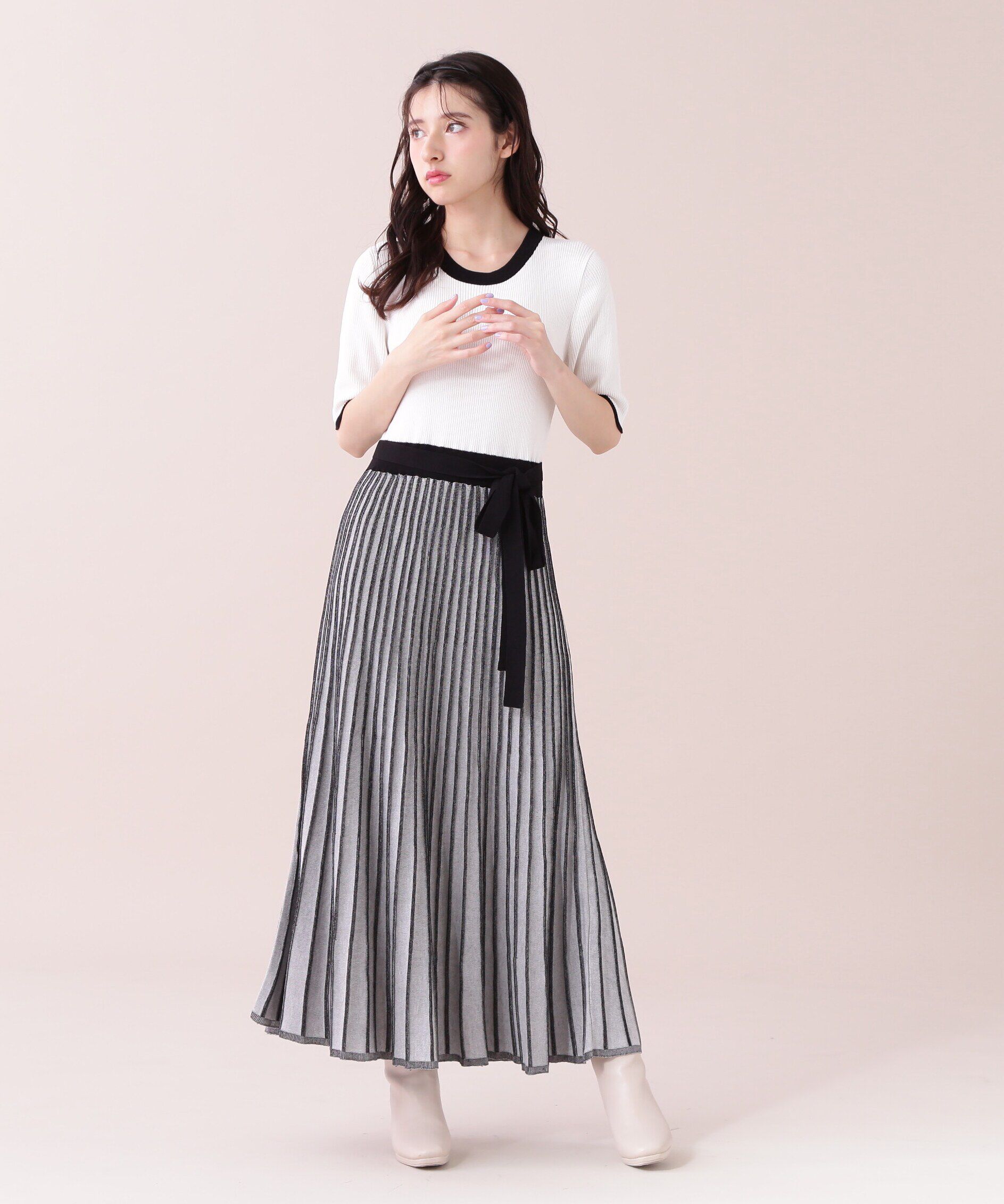  「ランダムプリーツニットワンピース」|ワンピース|