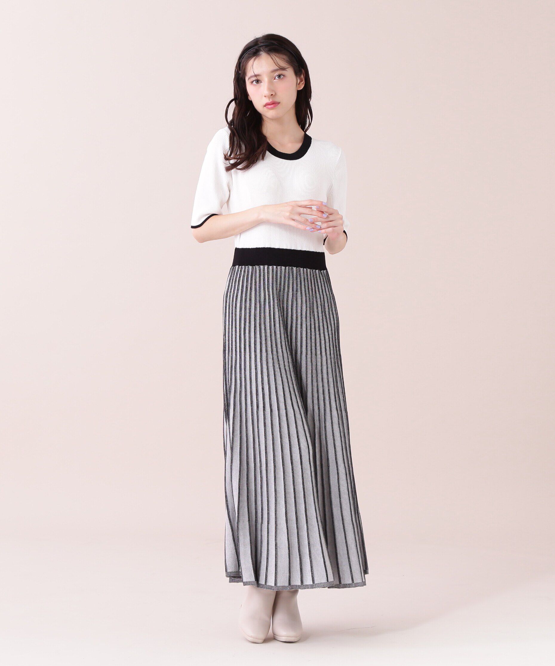  「ランダムプリーツニットワンピース」|ワンピース|