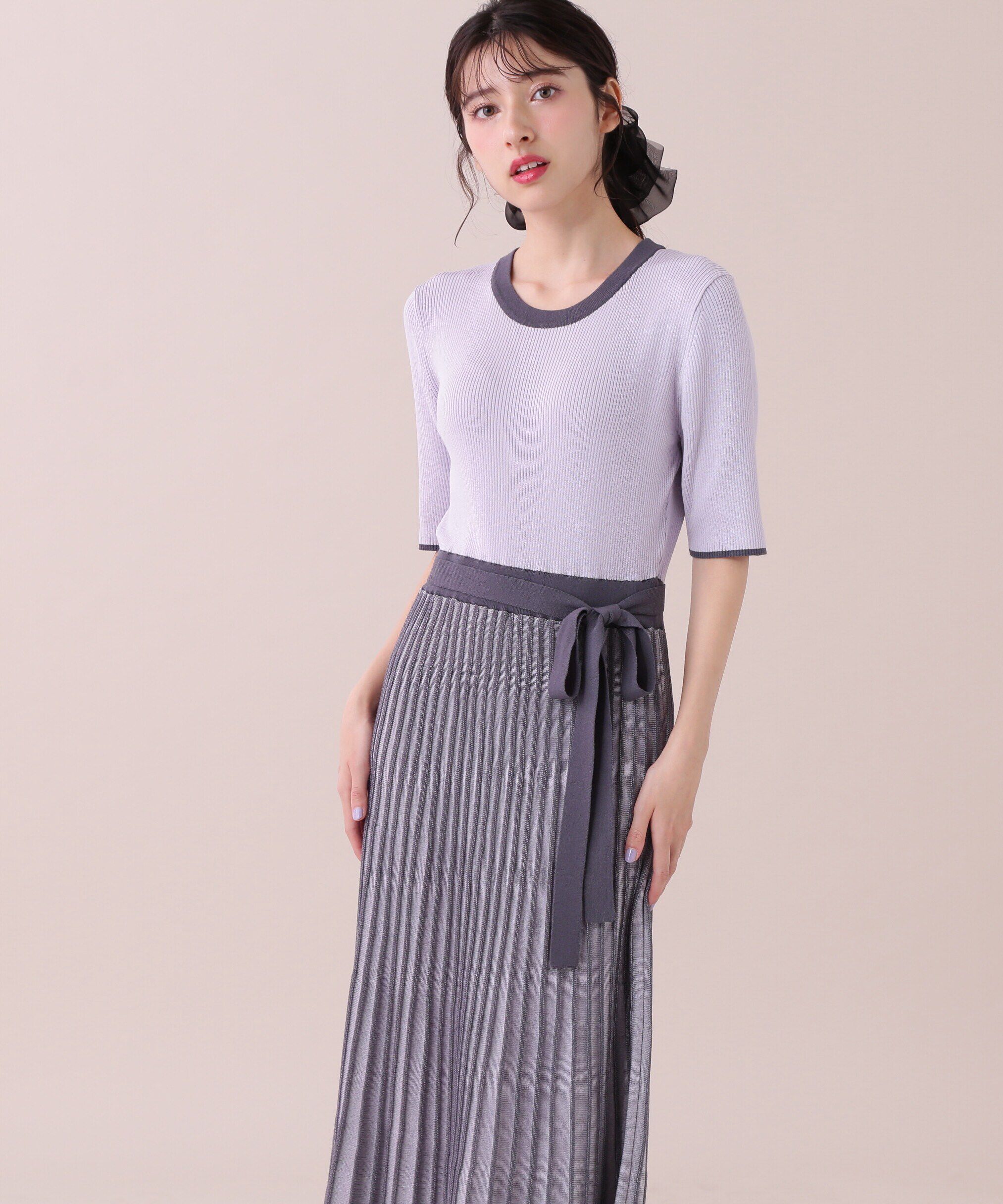  「ランダムプリーツニットワンピース」|ワンピース|