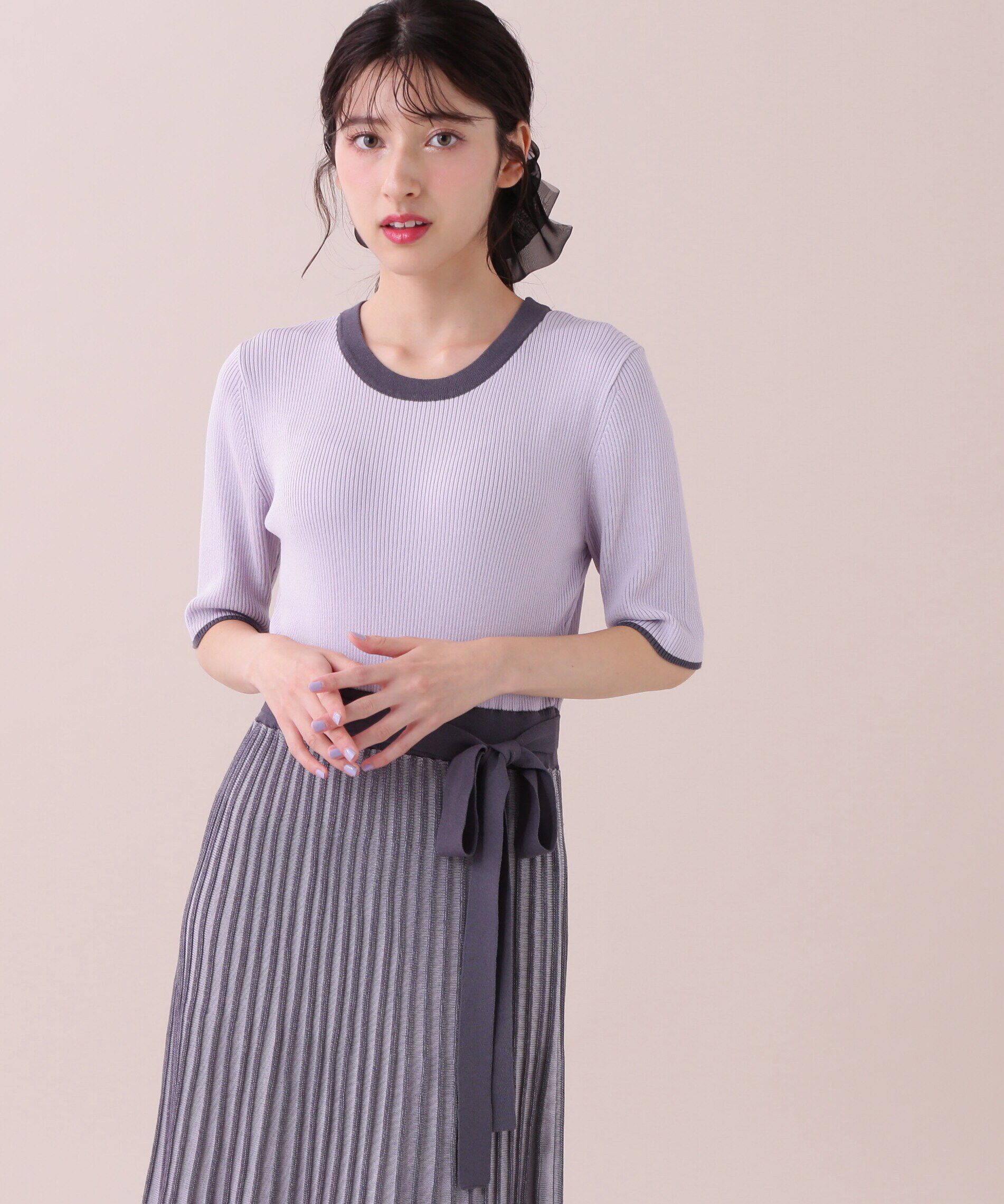  「ランダムプリーツニットワンピース」|ワンピース|