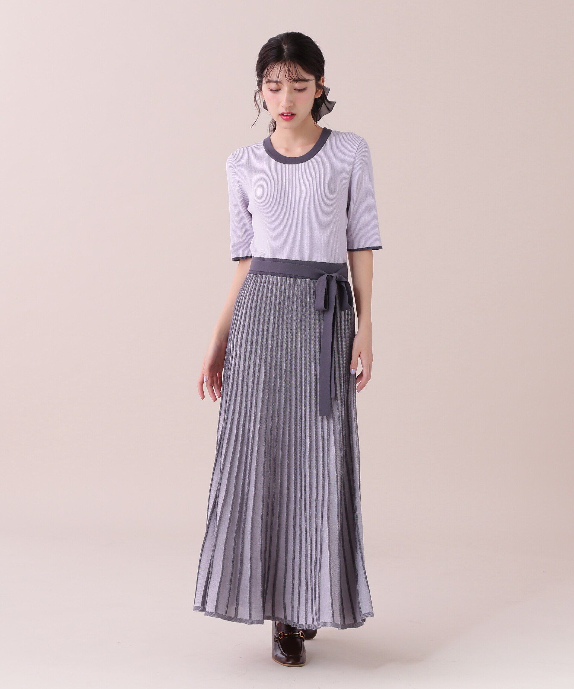  「ランダムプリーツニットワンピース」|ワンピース|