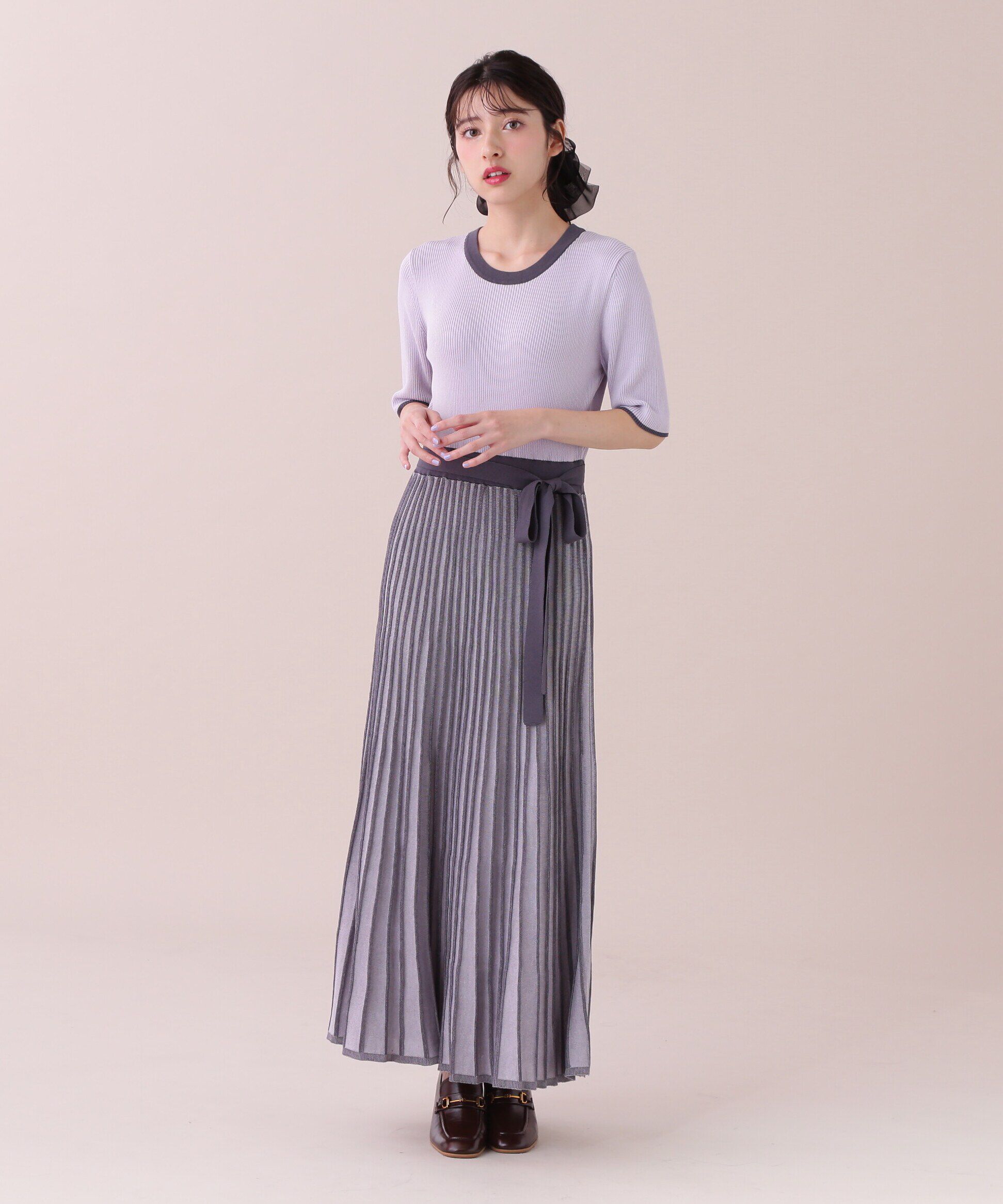  「ランダムプリーツニットワンピース」|ワンピース|