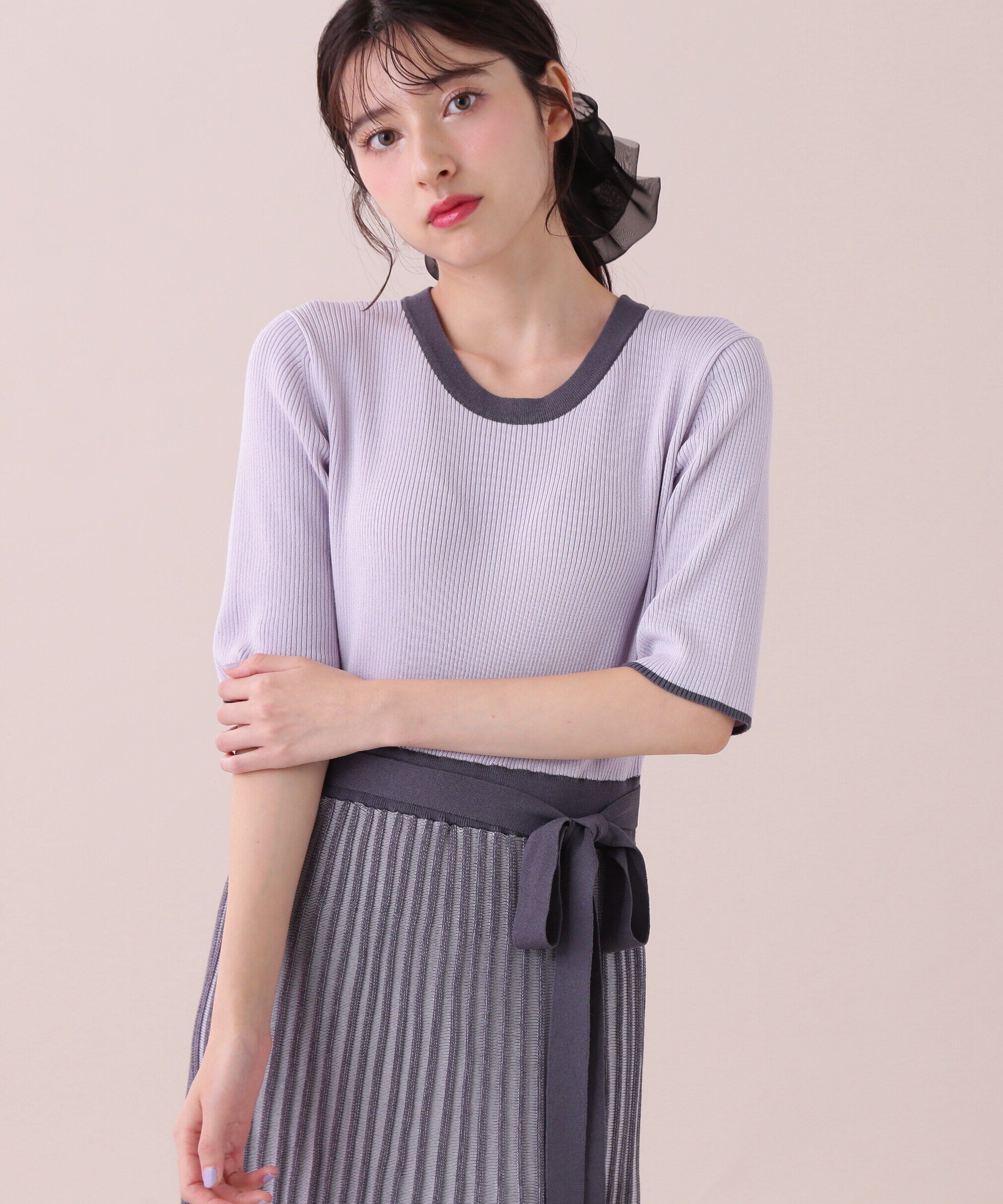  「ランダムプリーツニットワンピース」|ワンピース|