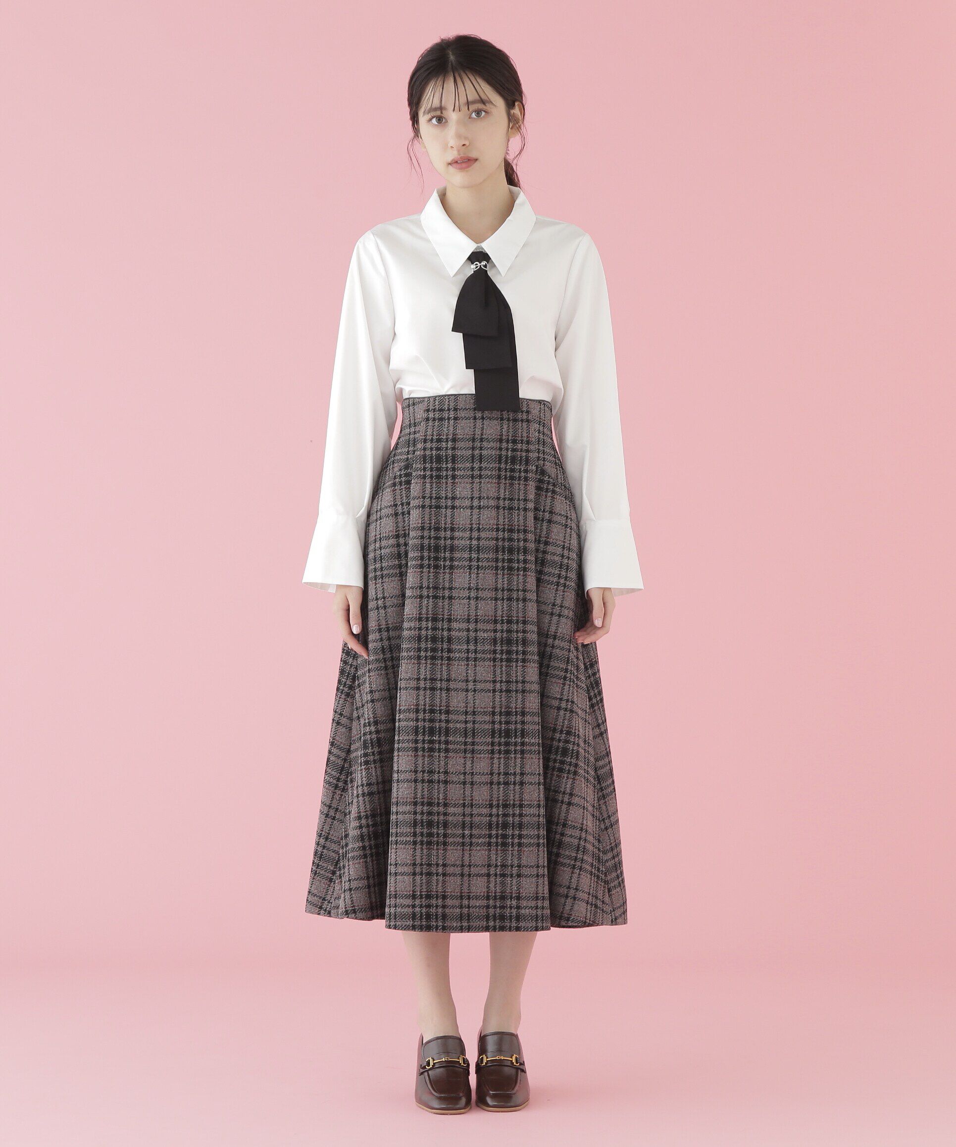  「配色ボウタイ付きブラウス」|シャツ・ブラウス|