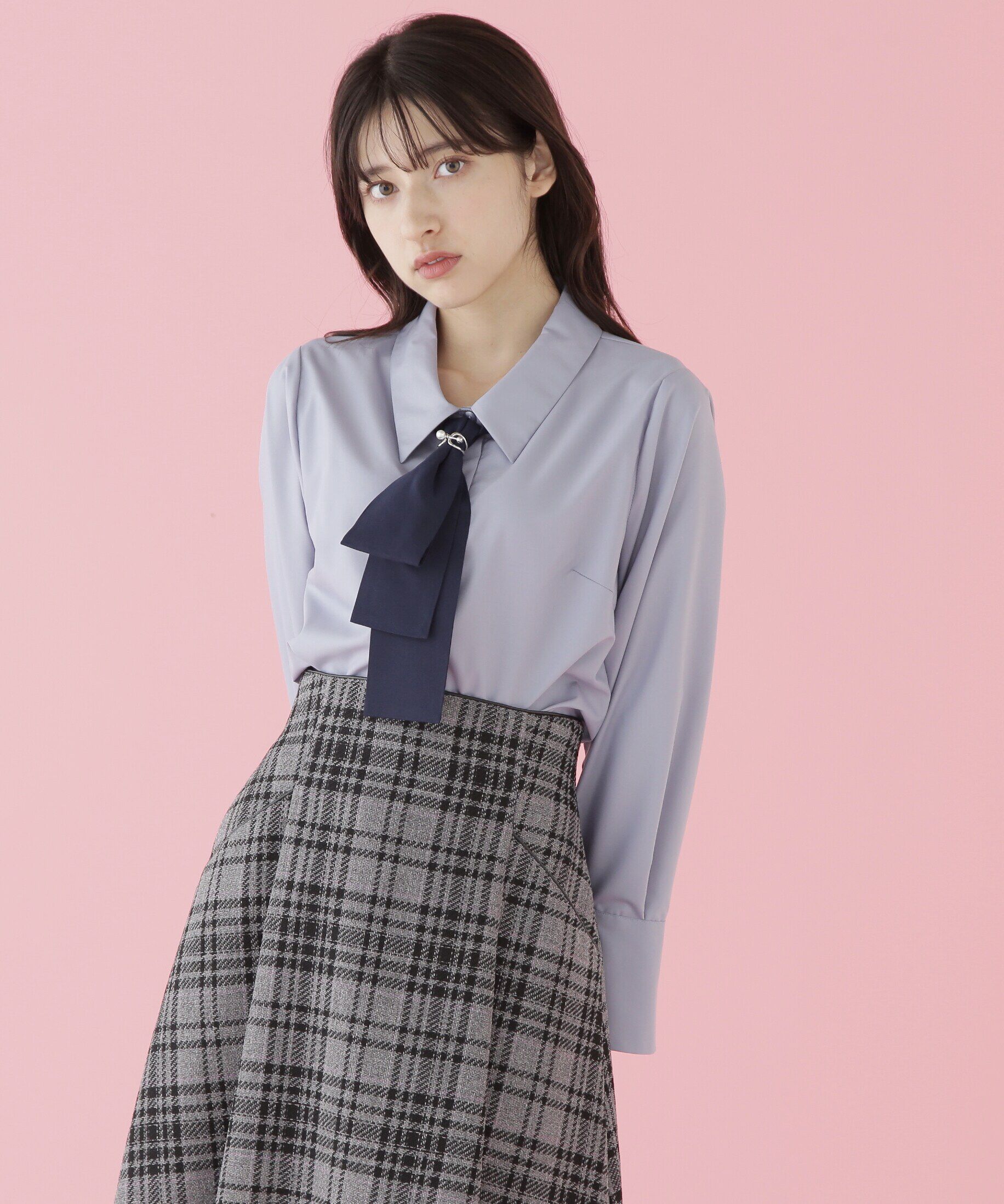  「配色ボウタイ付きブラウス」|シャツ・ブラウス|