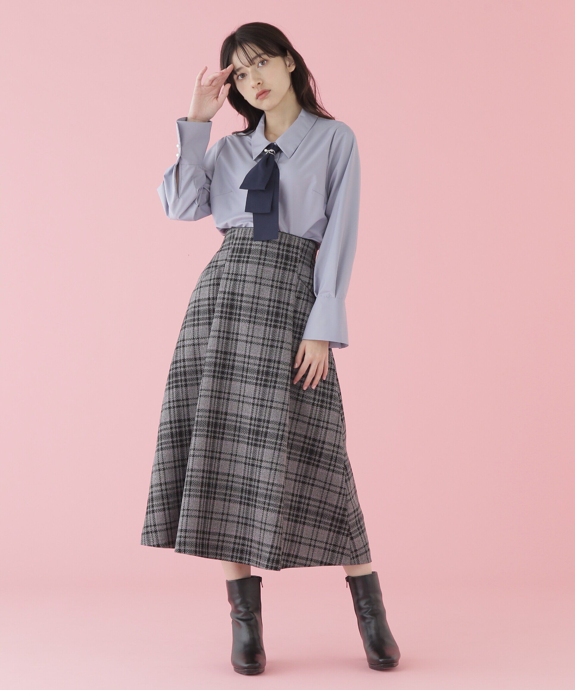  「配色ボウタイ付きブラウス」|シャツ・ブラウス|