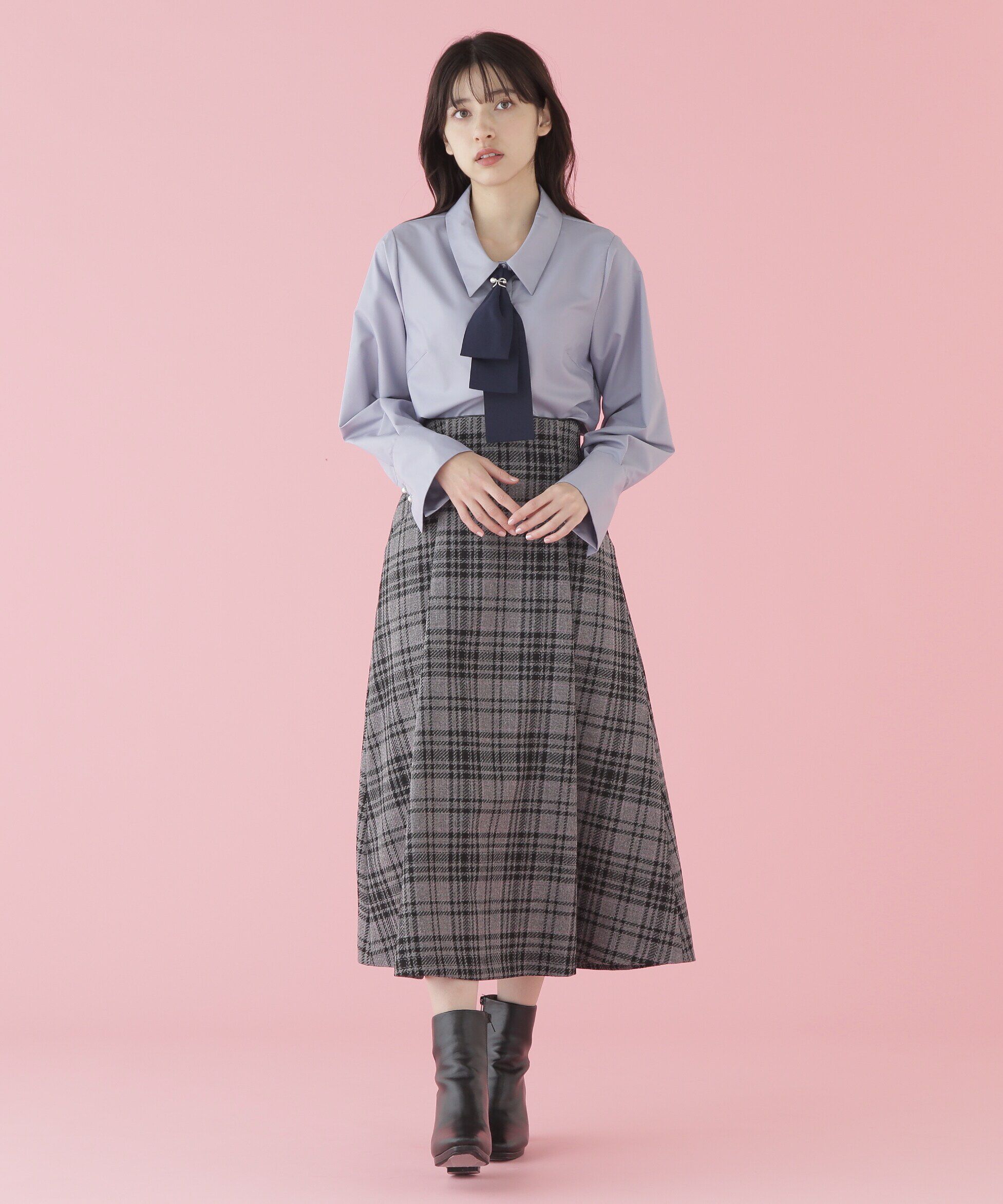  「配色ボウタイ付きブラウス」|シャツ・ブラウス|