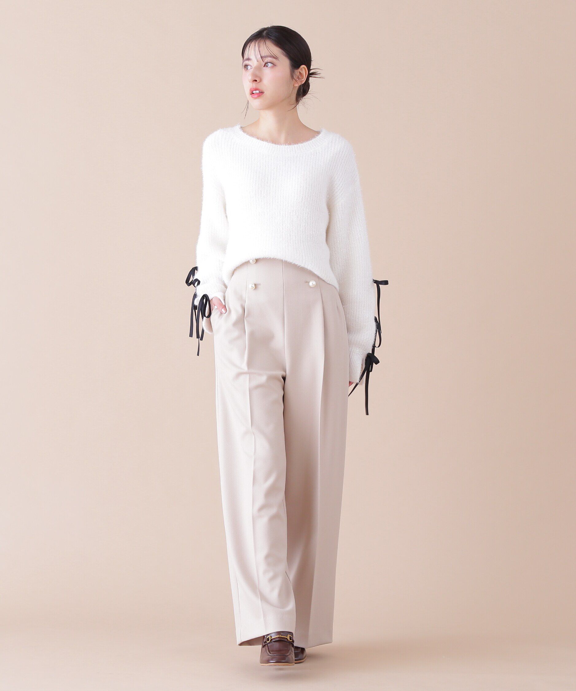  「パールボタンワイドパンツ」|その他|