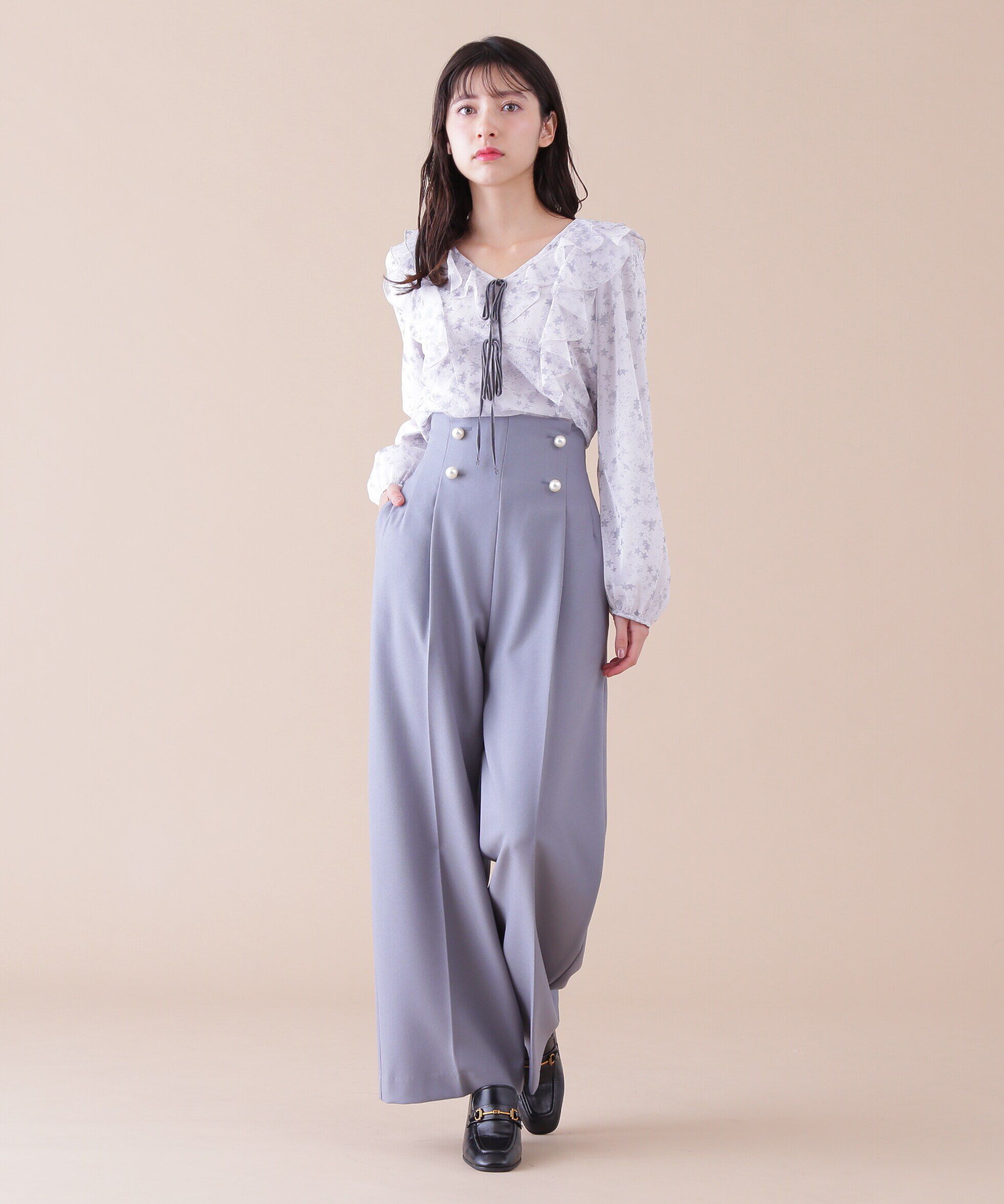  「パールボタンワイドパンツ」|その他|