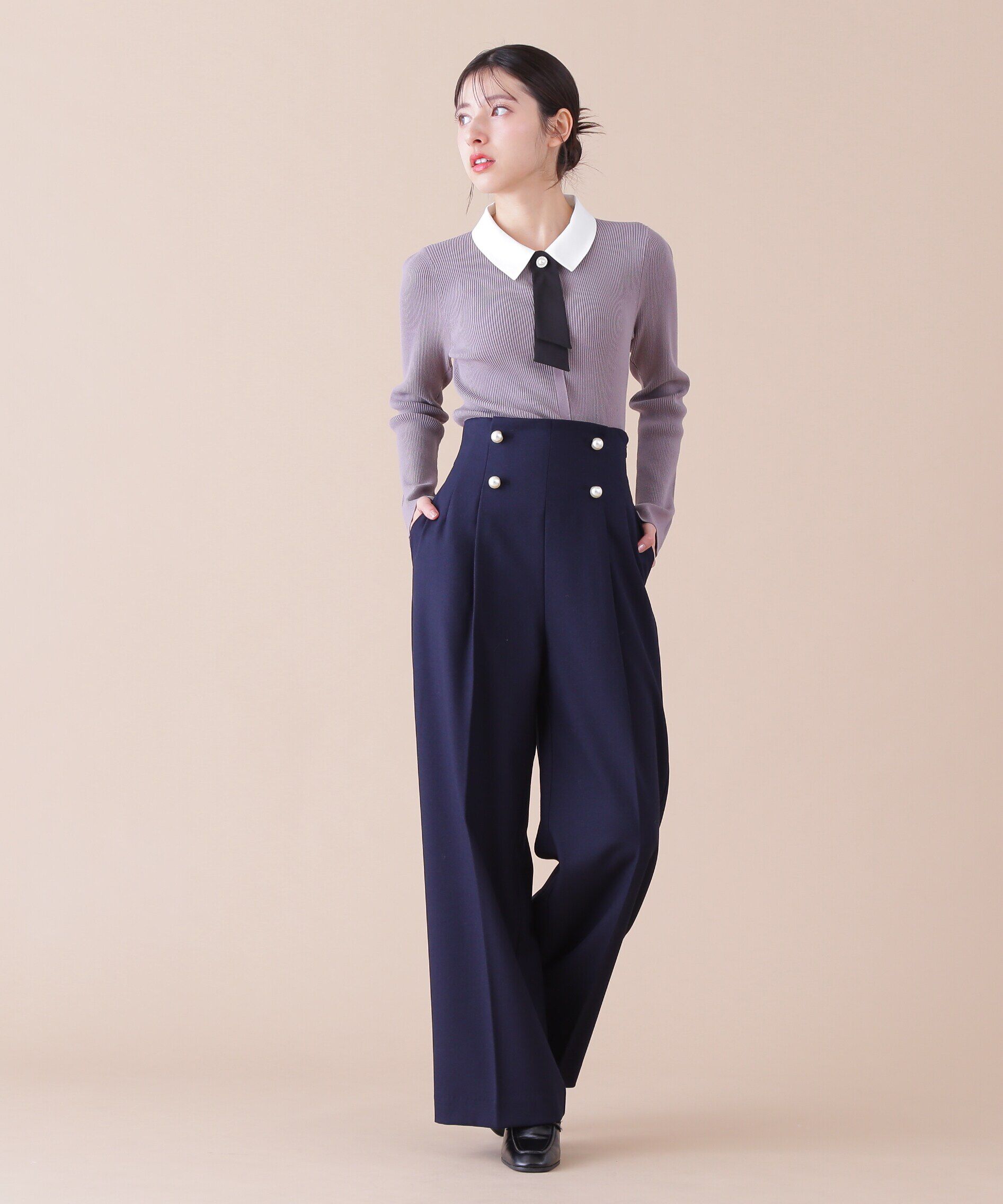  「パールボタンワイドパンツ」|その他|