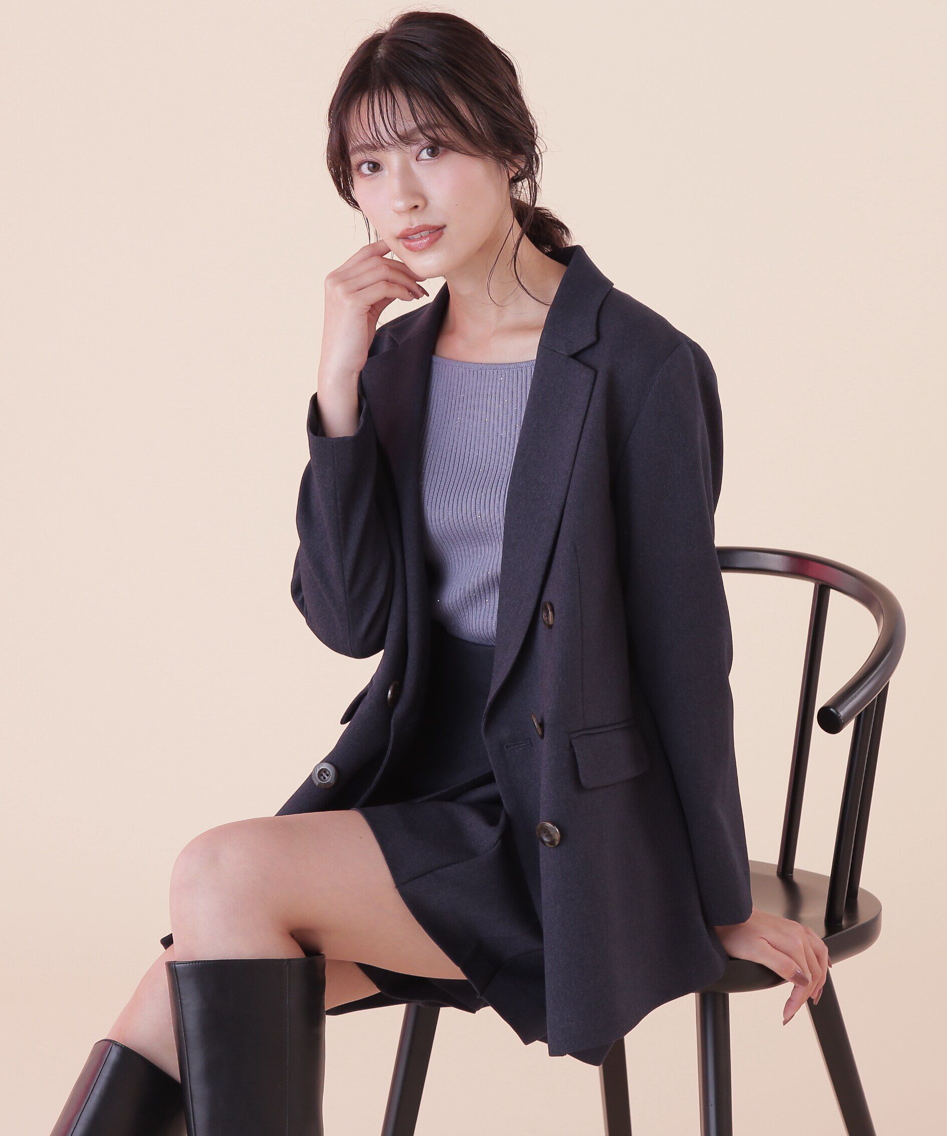  「オリジナルチェックテーラードジャケット」|その他|ネイビー