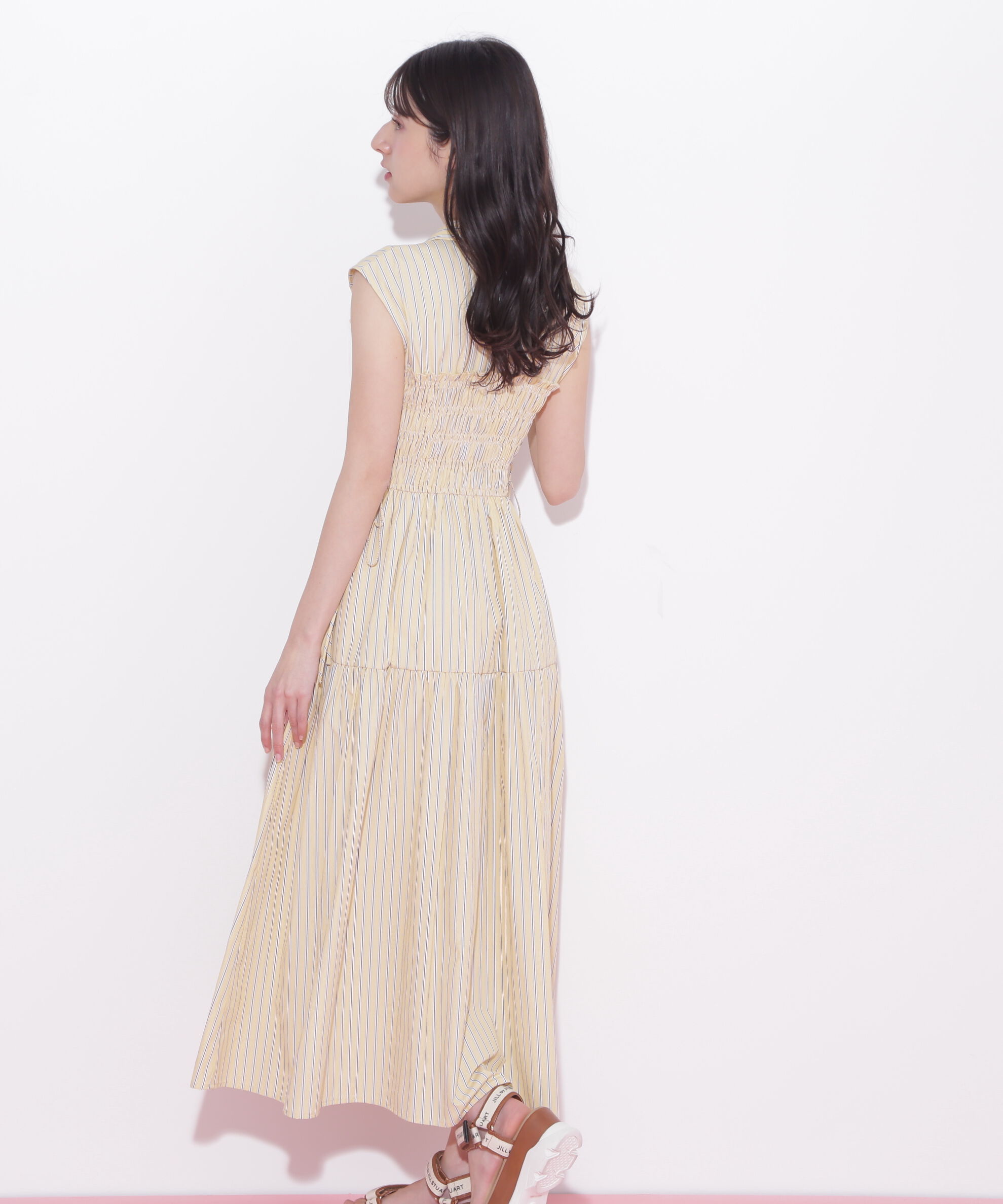  「ウエストシャーリングストライプシャツワンピース」|ワンピース|