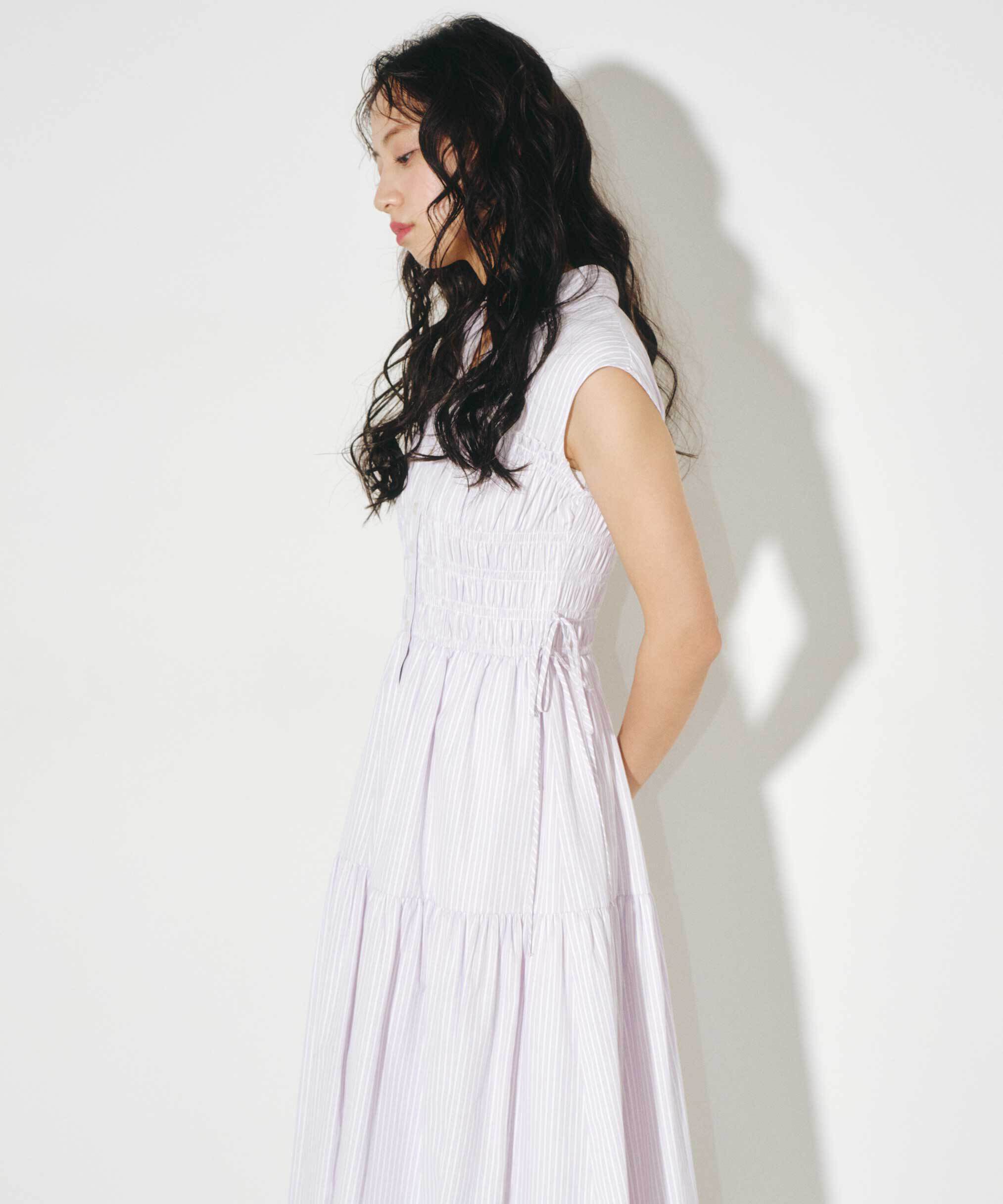  「ウエストシャーリングストライプシャツワンピース」|ワンピース|