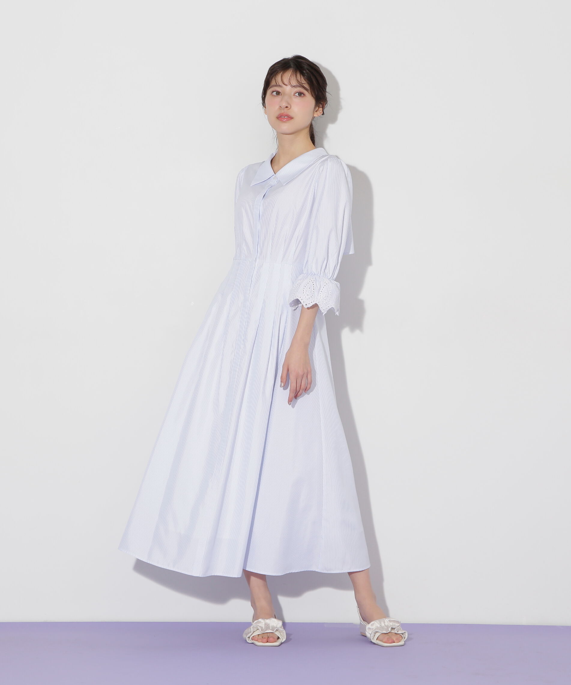  「カットワークスリーブシャツワンピース」|ワンピース|ブルーストラ 1