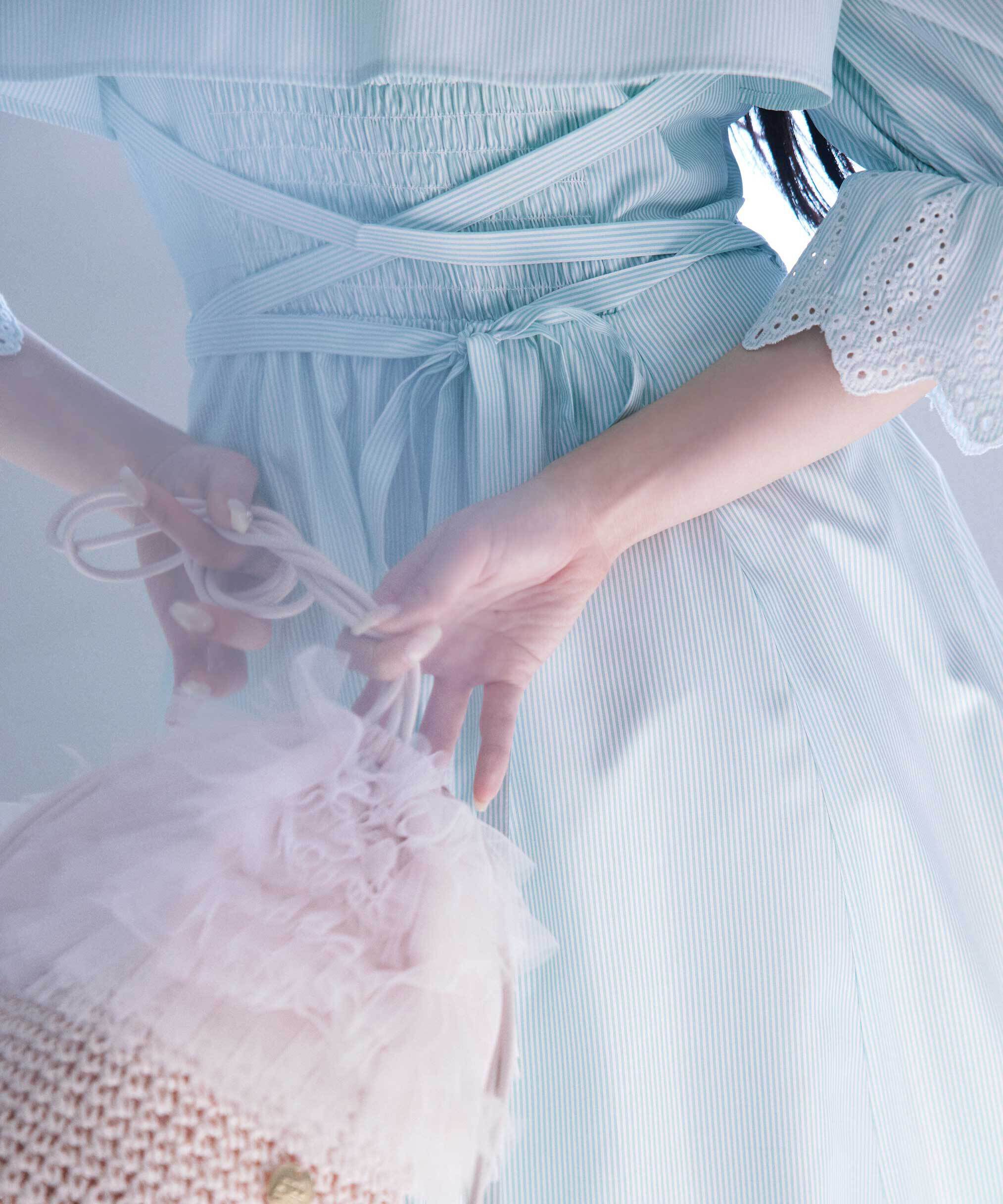  「カットワークスリーブシャツワンピース」|ワンピース|