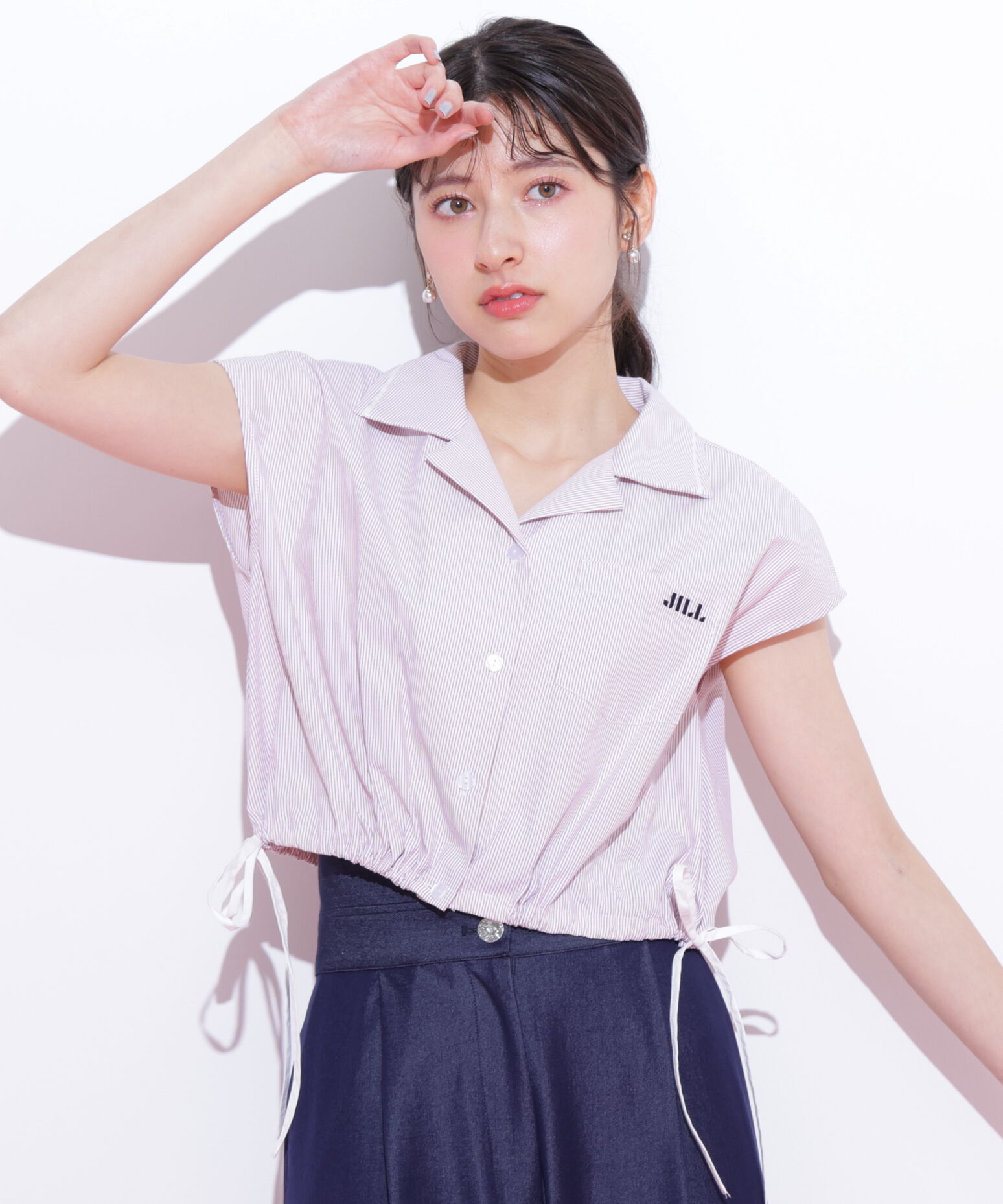  「ウエストリボン開襟シャツ」|シャツ・ブラウス|