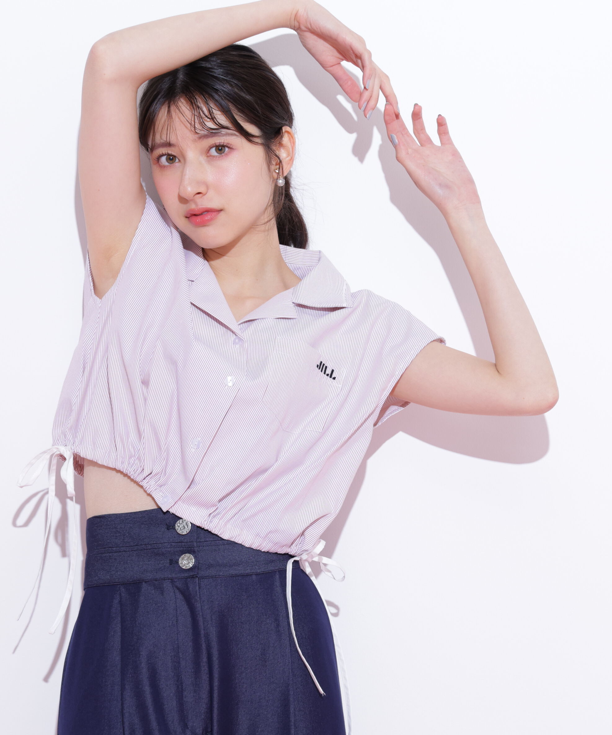  「ウエストリボン開襟シャツ」|シャツ・ブラウス|