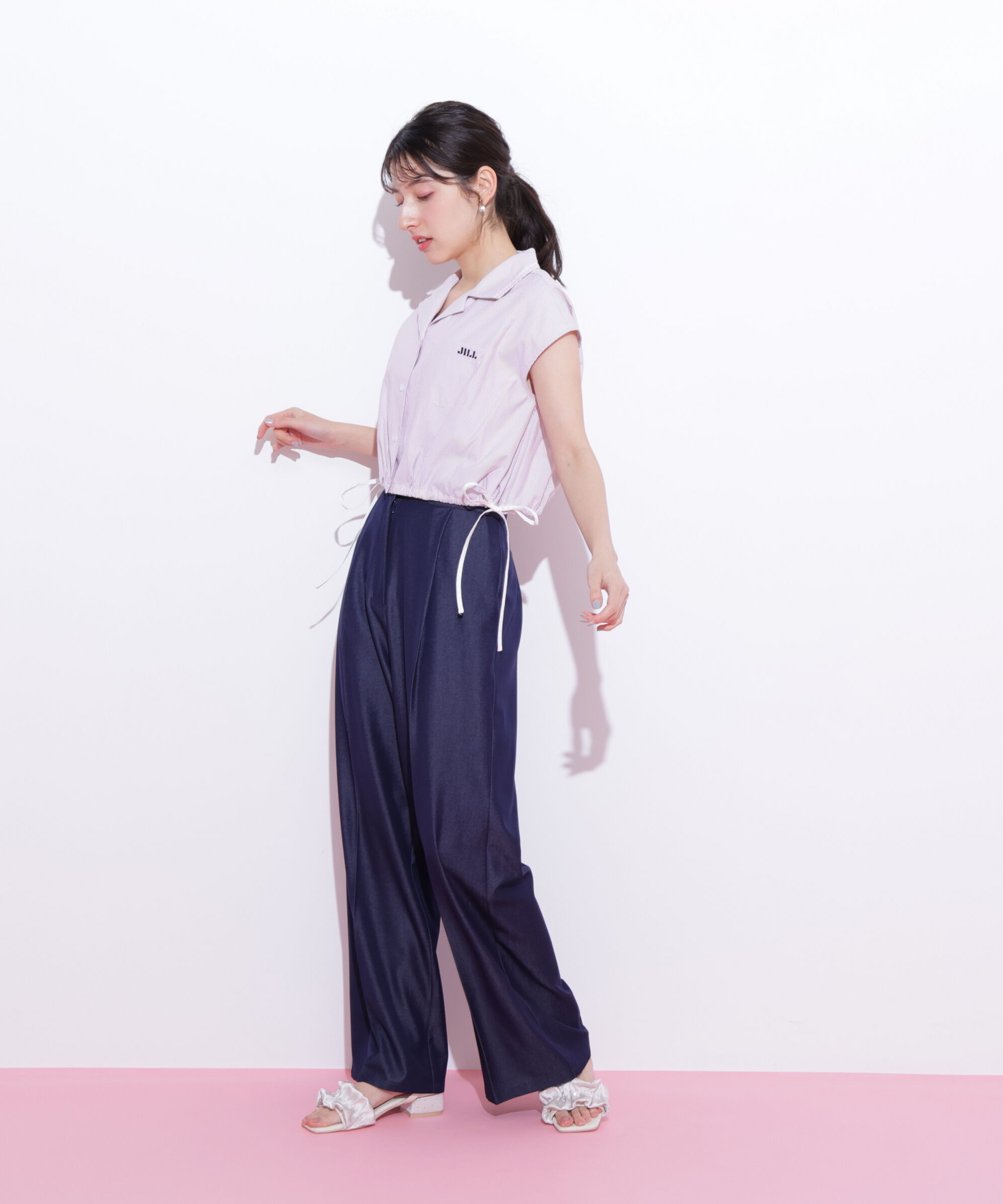  「ウエストリボン開襟シャツ」|シャツ・ブラウス|