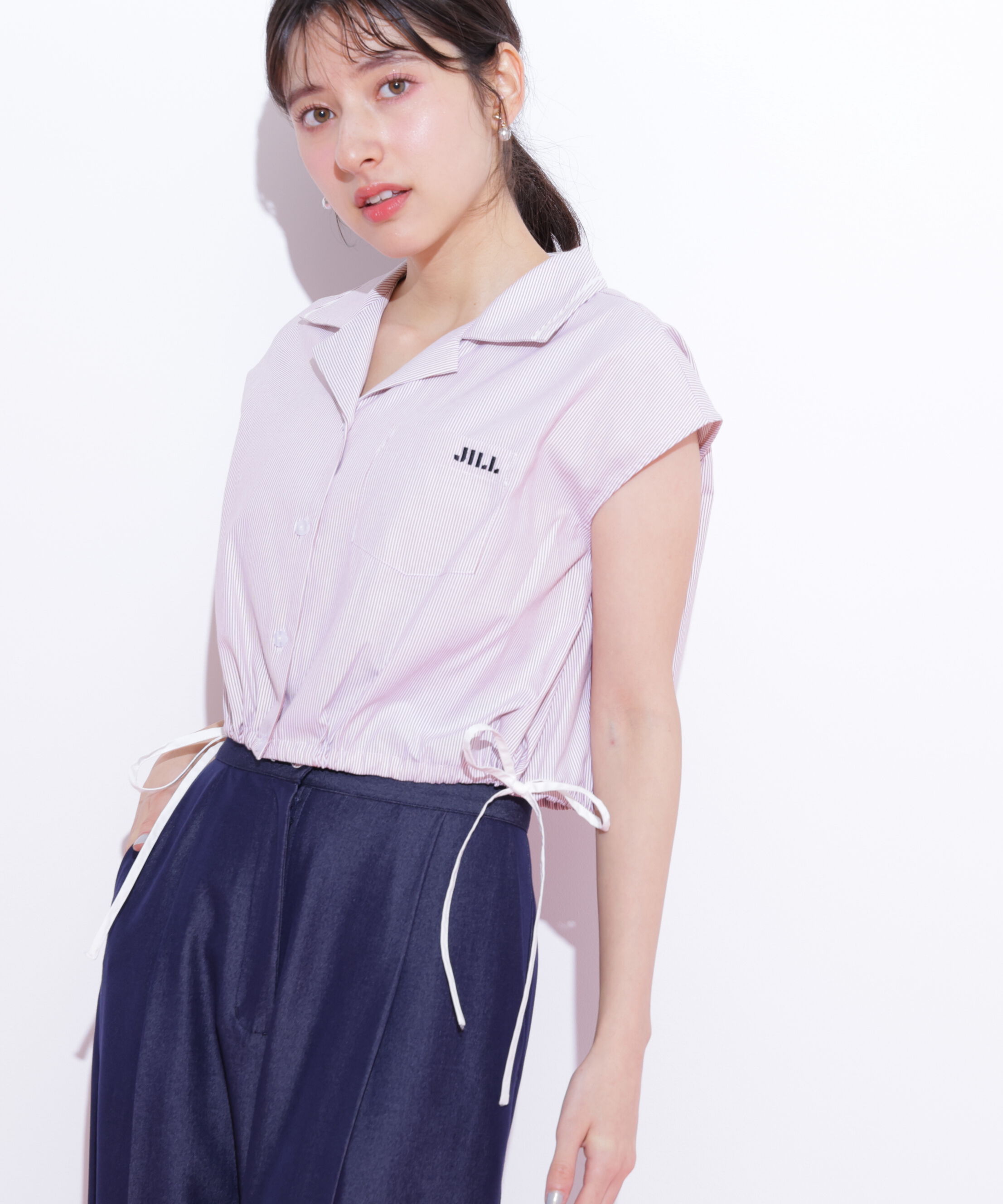  「ウエストリボン開襟シャツ」|シャツ・ブラウス|