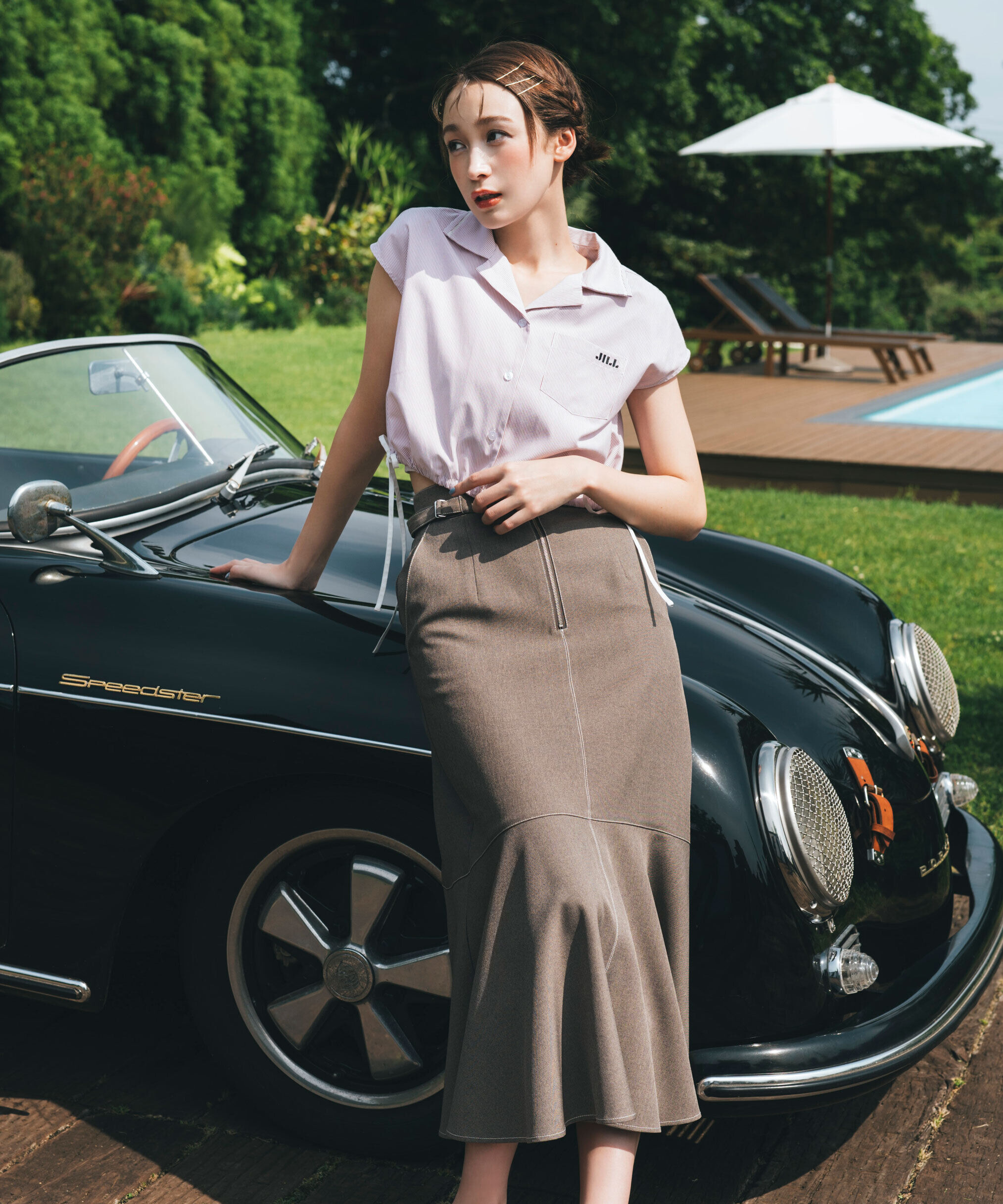  「ウエストリボン開襟シャツ」|シャツ・ブラウス|