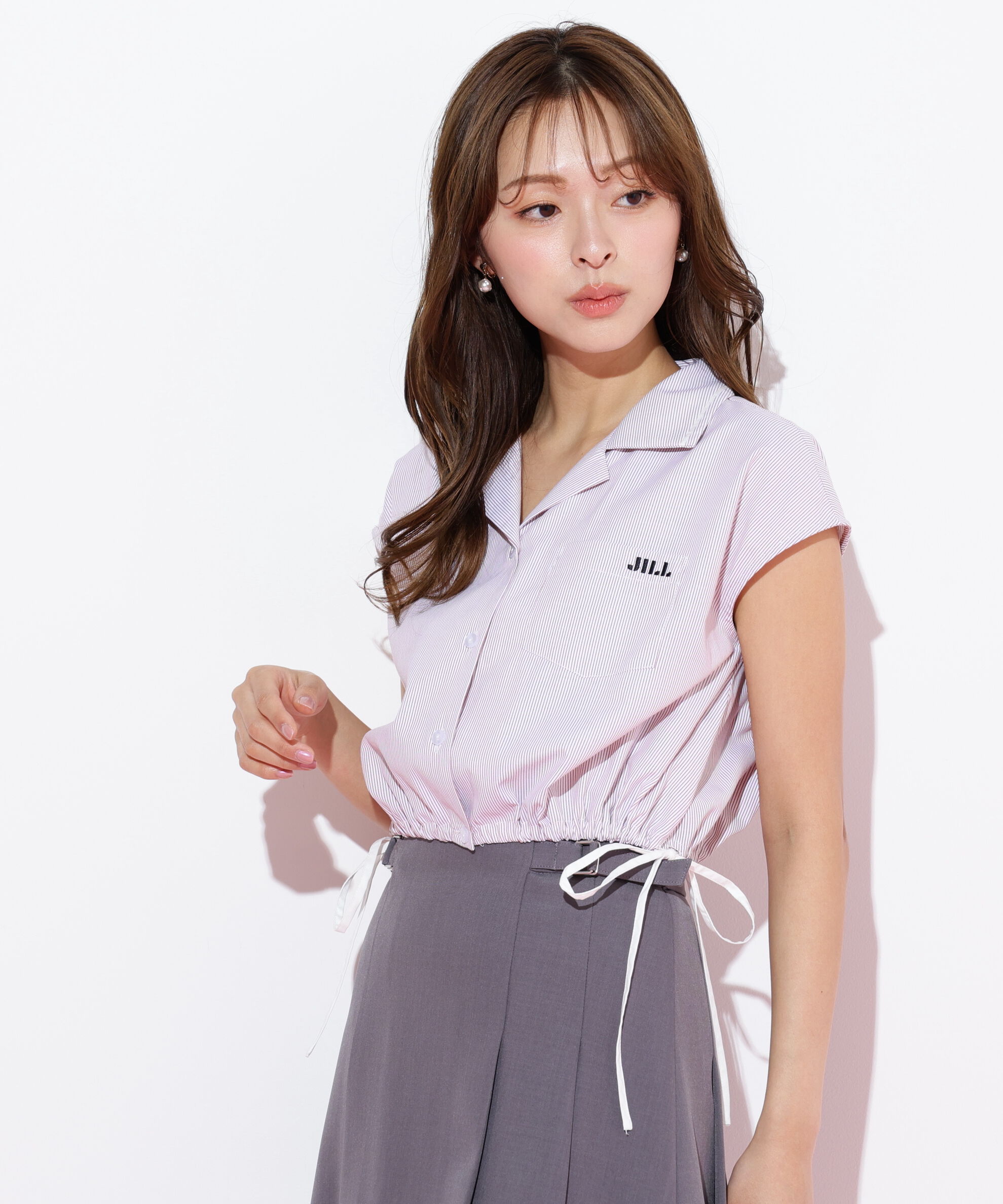  「ウエストリボン開襟シャツ」|シャツ・ブラウス|