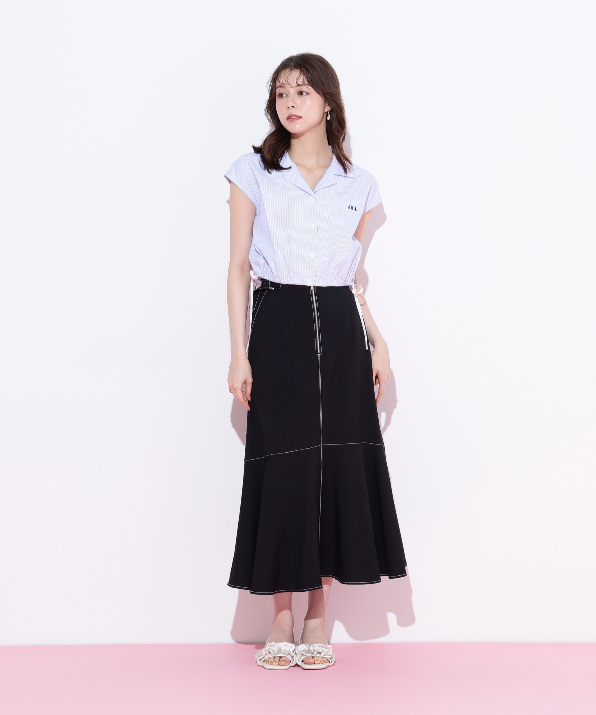  「ウエストリボン開襟シャツ」|シャツ・ブラウス|