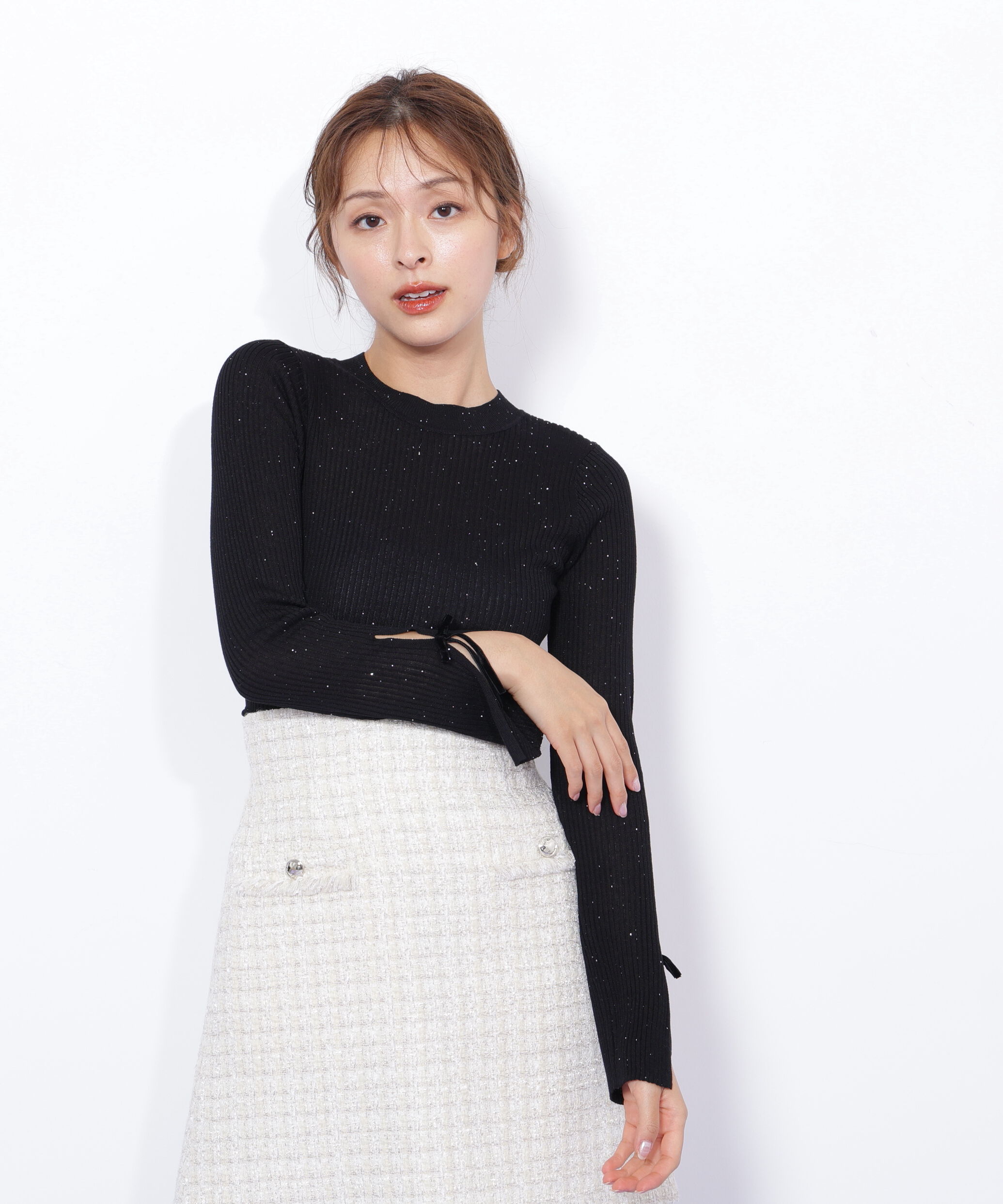  「スパンコールコンパクトリブニット」|ニット・セーター|